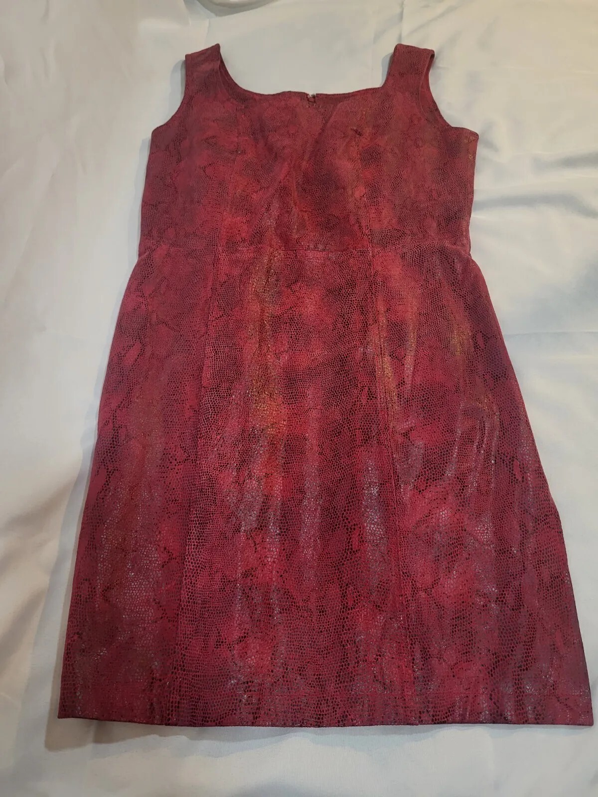 VIntage 80s Red Leather & Satin Snakeskin Dress By A.M.I Womens L