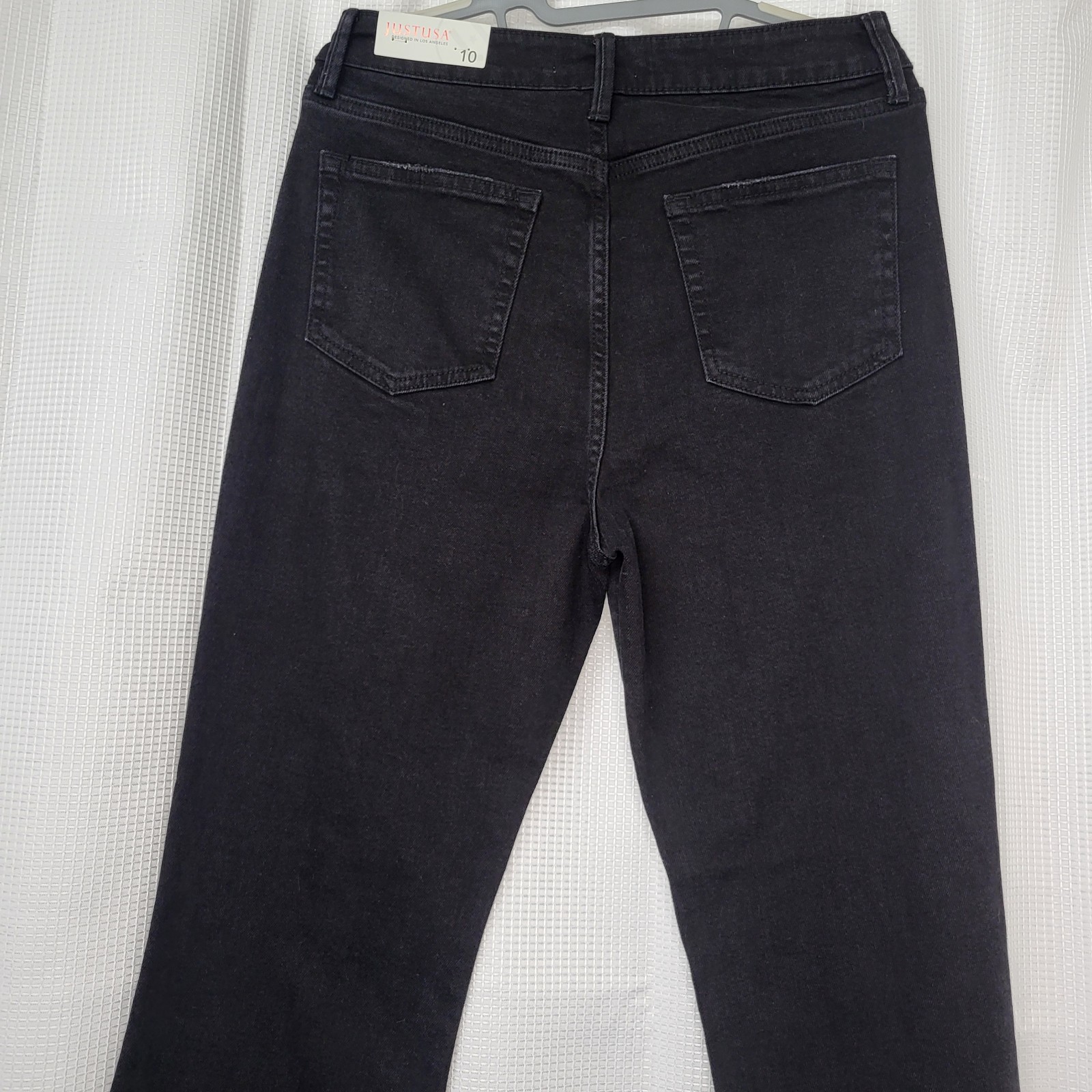 JUST USA Vintage 90s Style Y2K Denim Skinny Flare Jeans Mid Rise Washed Black 10