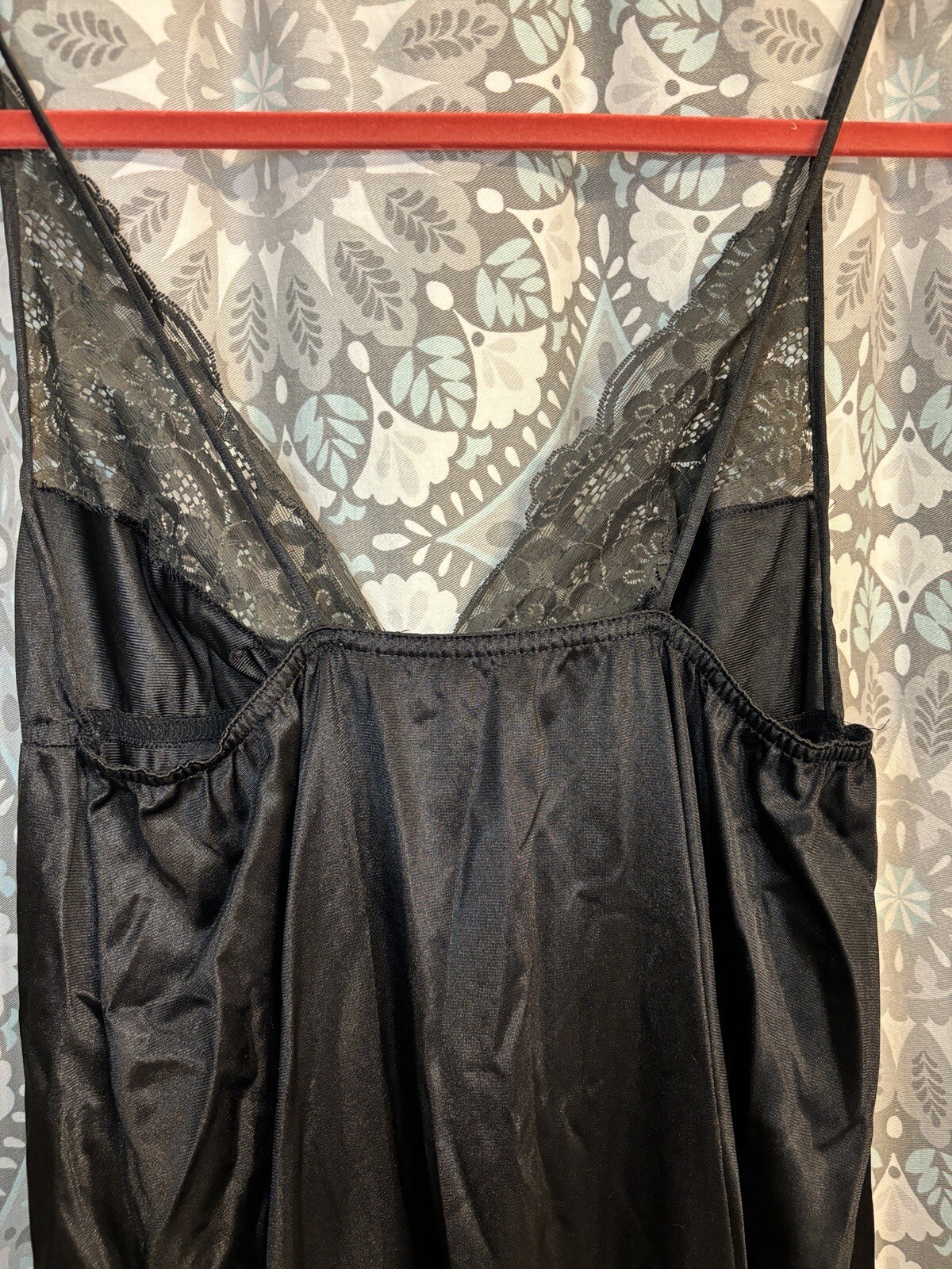 VTG Black Peignoir Set Vanity Fair Long Robe Nightgown Chiffon Lace Sheer SMALL*