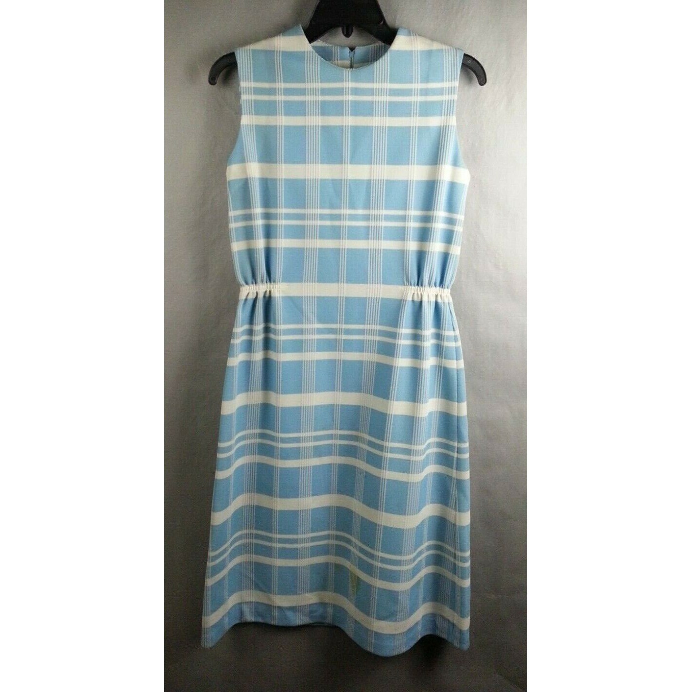 True Vintage 1960s 1970s Blue White David Crystal Fashion Dress Size 10