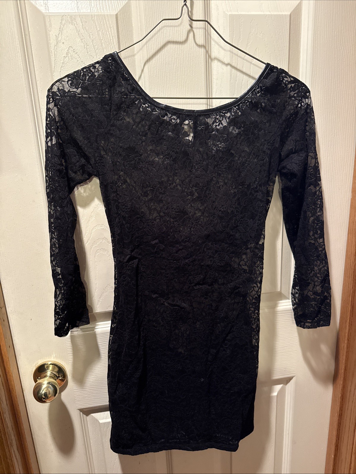 Black Diamond Lingerie Long Sleeve Latex & Lace Mini Dress & Panty Set