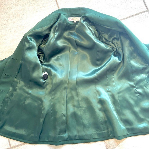 vintage BONPOINT green 100% wool suit black trim France whimsical luxury preppy