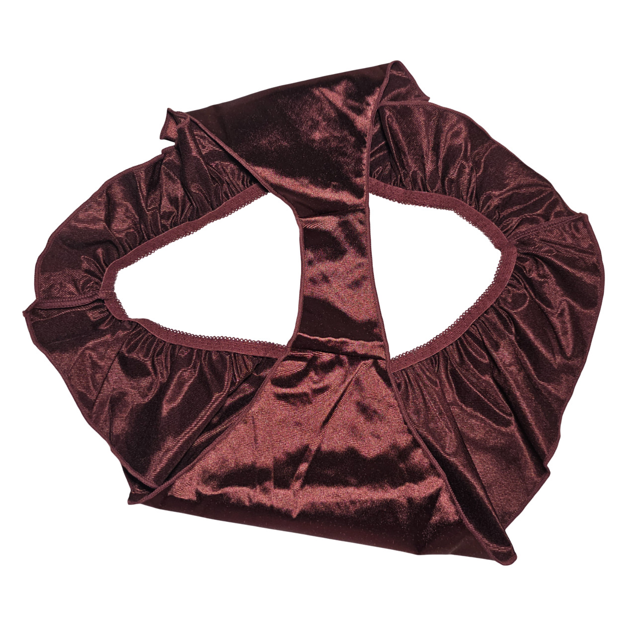 Sissy Glossy Satin Panty Tap Flutter Sleep Short Brown Brief Size 8-9 Hip 42-46″