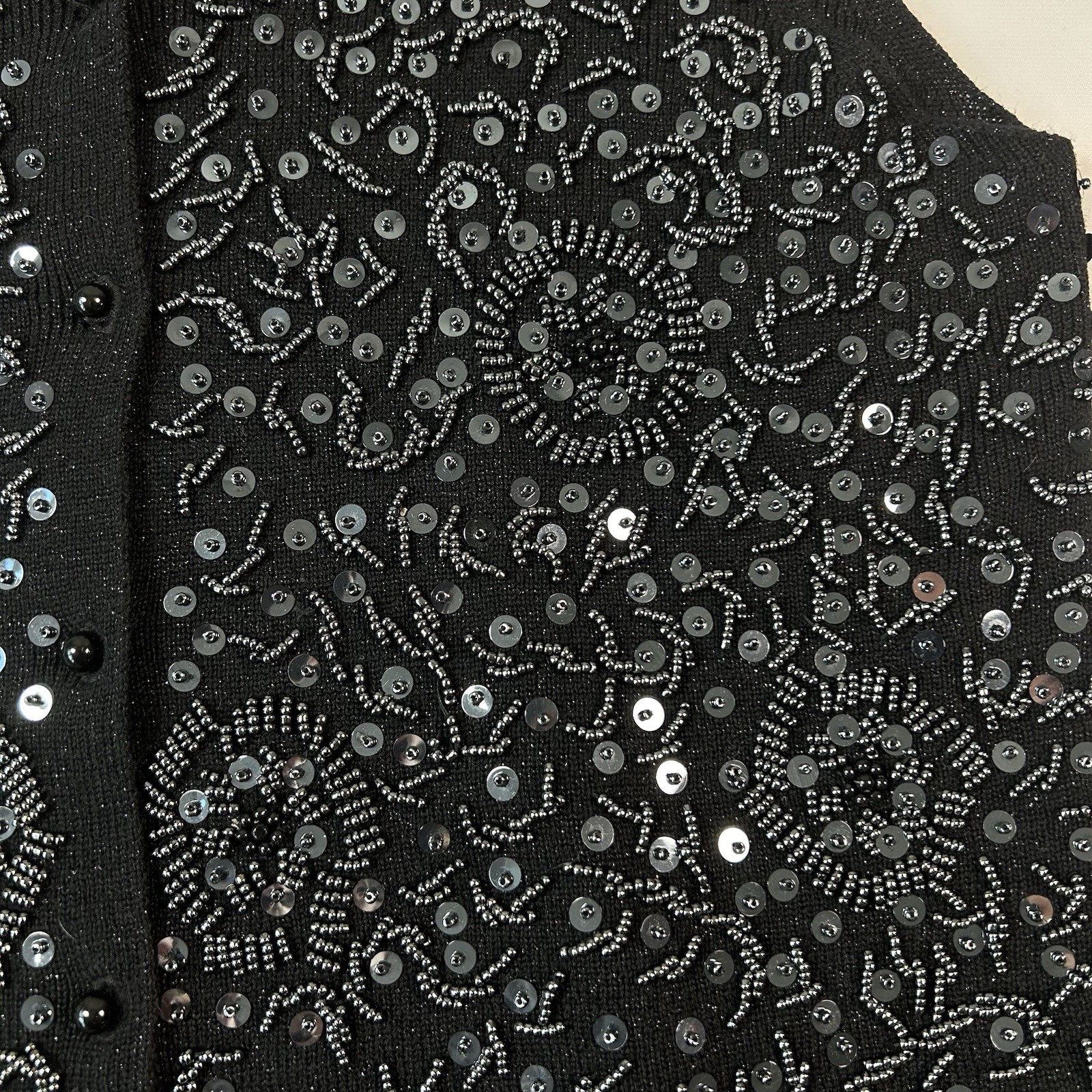 Art To Wear Vintage Knit Beaded Sequin Embellished Black Vest Women’s Size PS