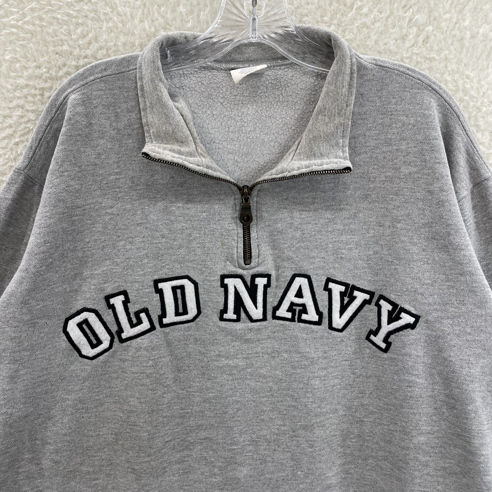 Y2K Vintage Old Navy Sweatshirt Sweater XL Logo Spellout Sporty 1/4 Zip Pullover