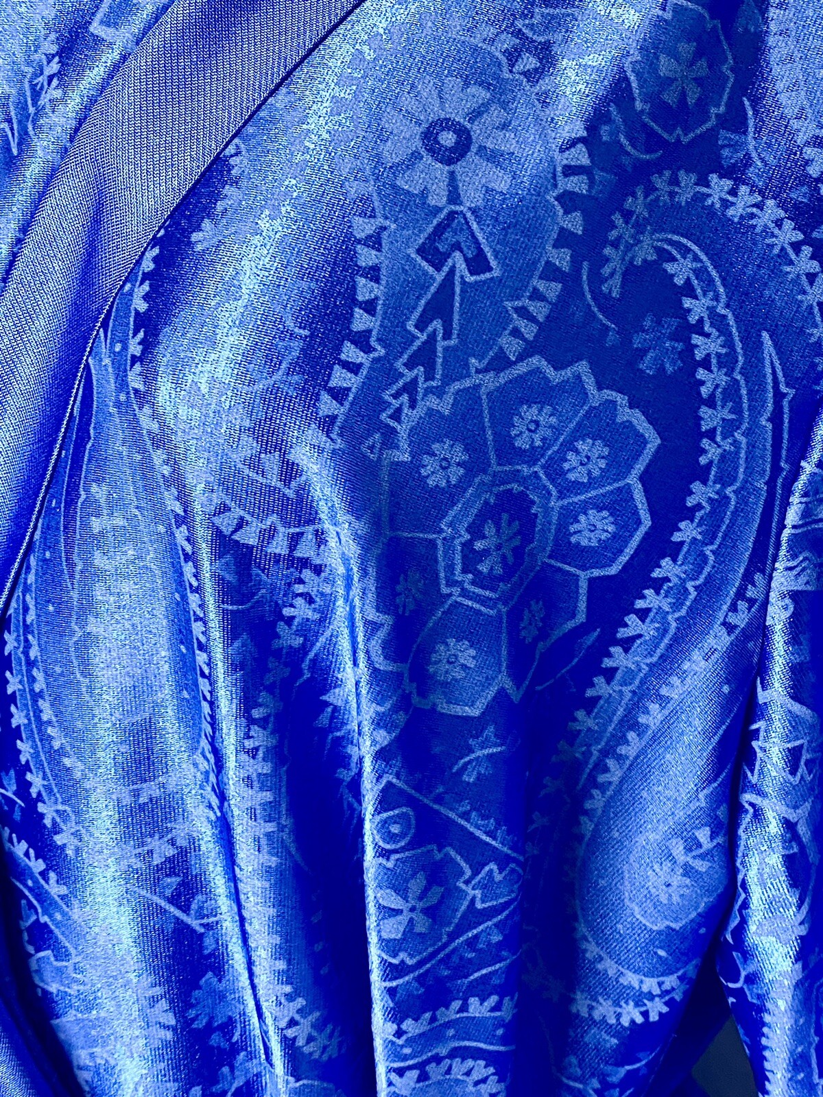 NWT Vintage Vanity Fair Long Blue Satin Robe House Coat Peignoir Womens Petite M