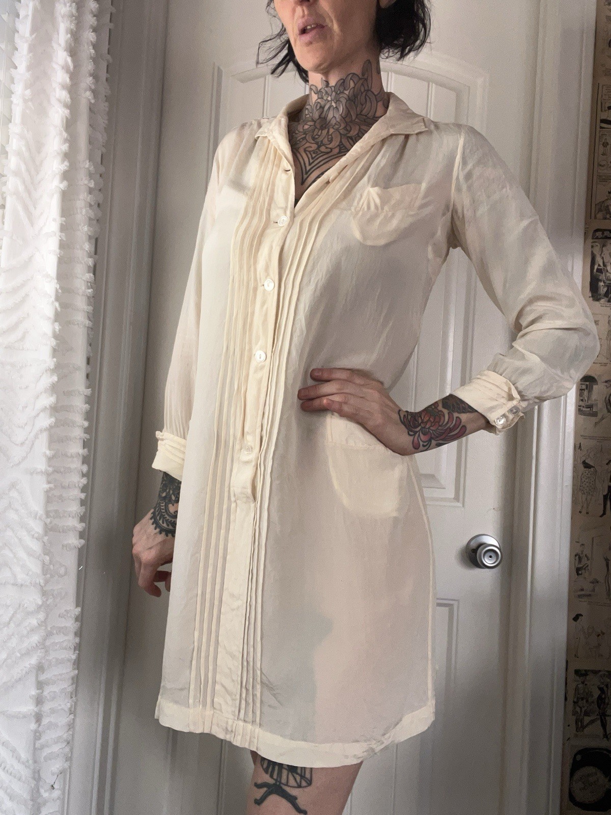 Vtg 40s Rosalia J.A. & R.E Solmes St. Paul MN Silk Nurse Uniform 34 Small