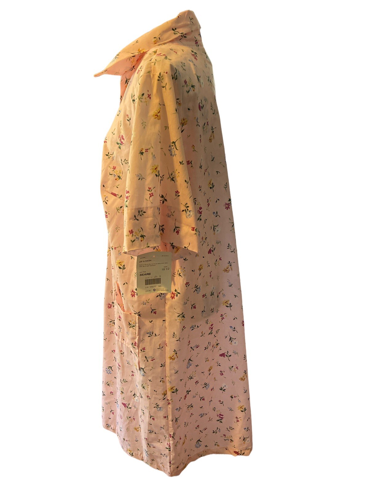 Vintage Just for Women Half Zip Short Sleeve Knee Length Housecoat Size 18 1/2