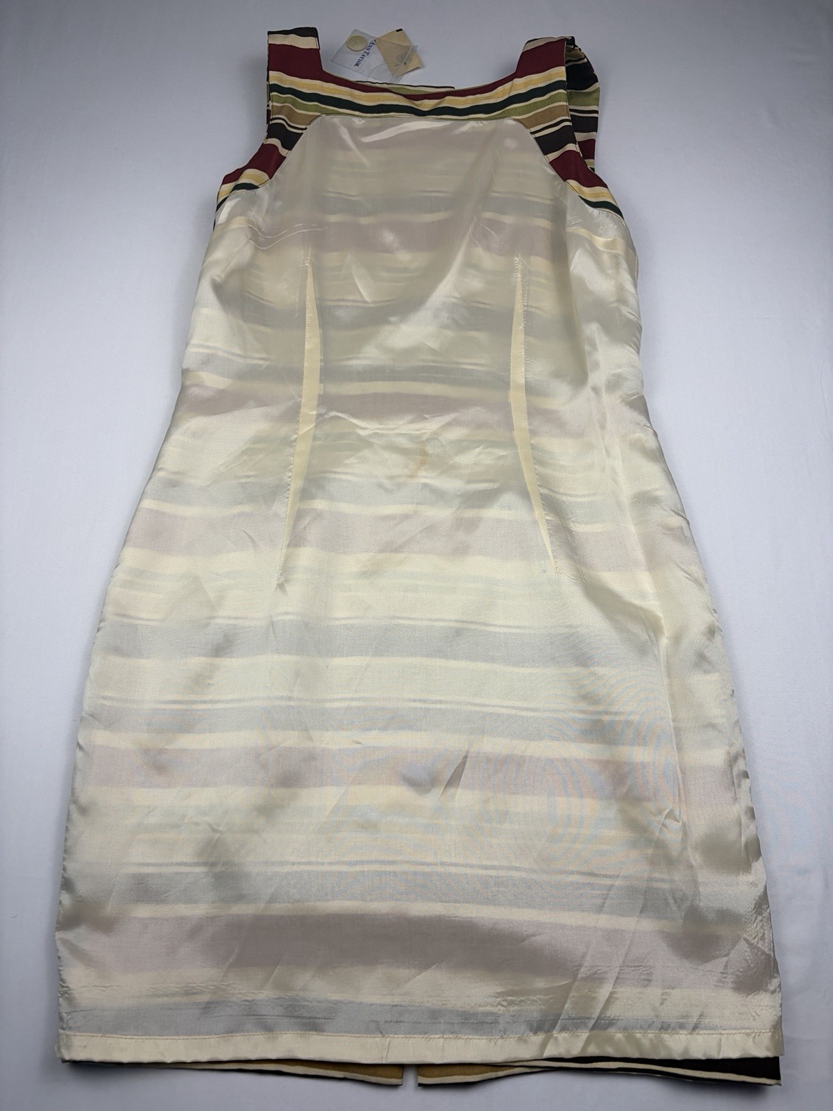 NWT 100% Silk Vintage 90s Ann Taylor Striped Sheath Midi Dress Size 4 Korea