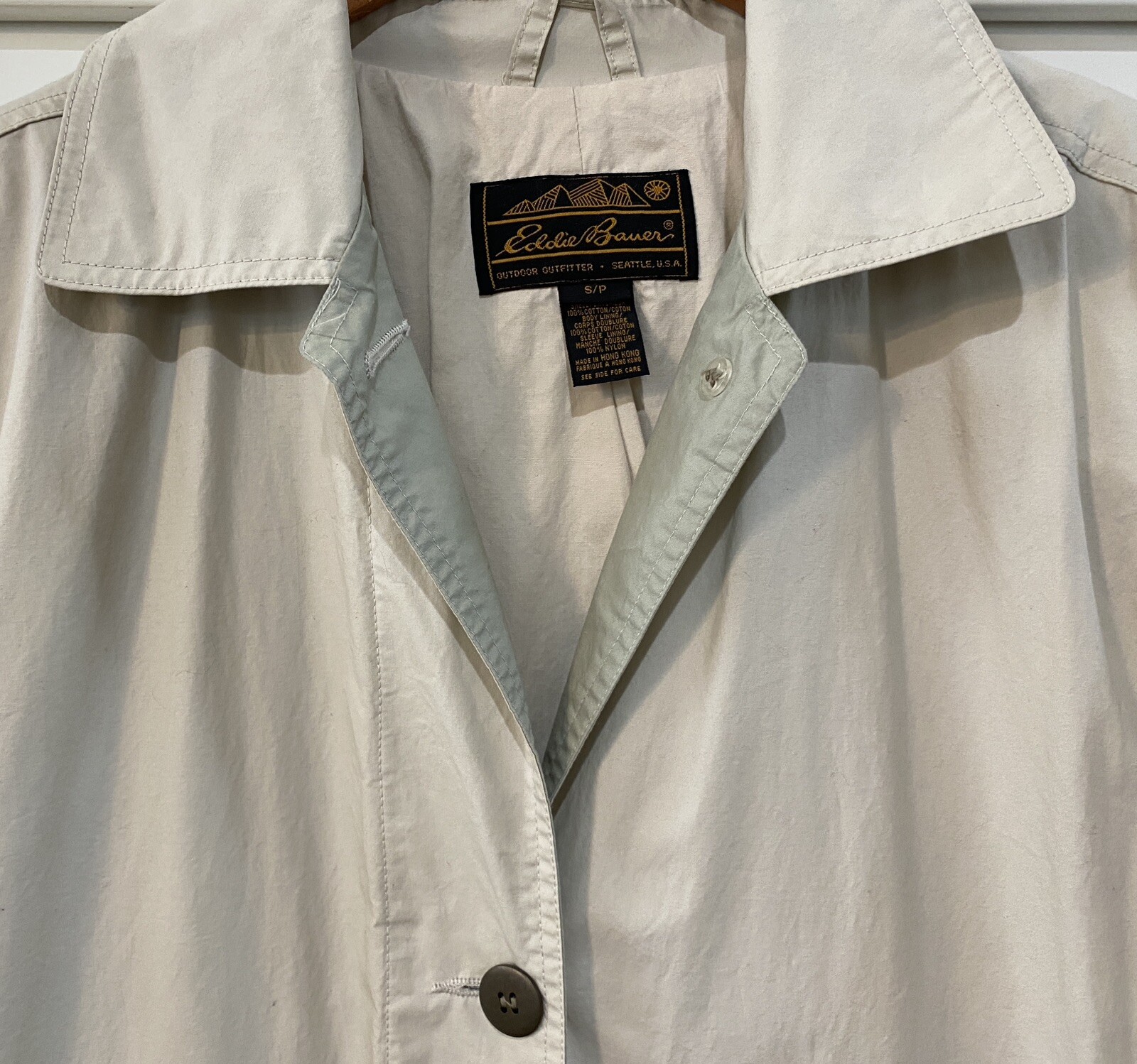 Vintage Eddie Bauer Rain Coat Trench Coat Jacket Beige & Sage Women’s S/P