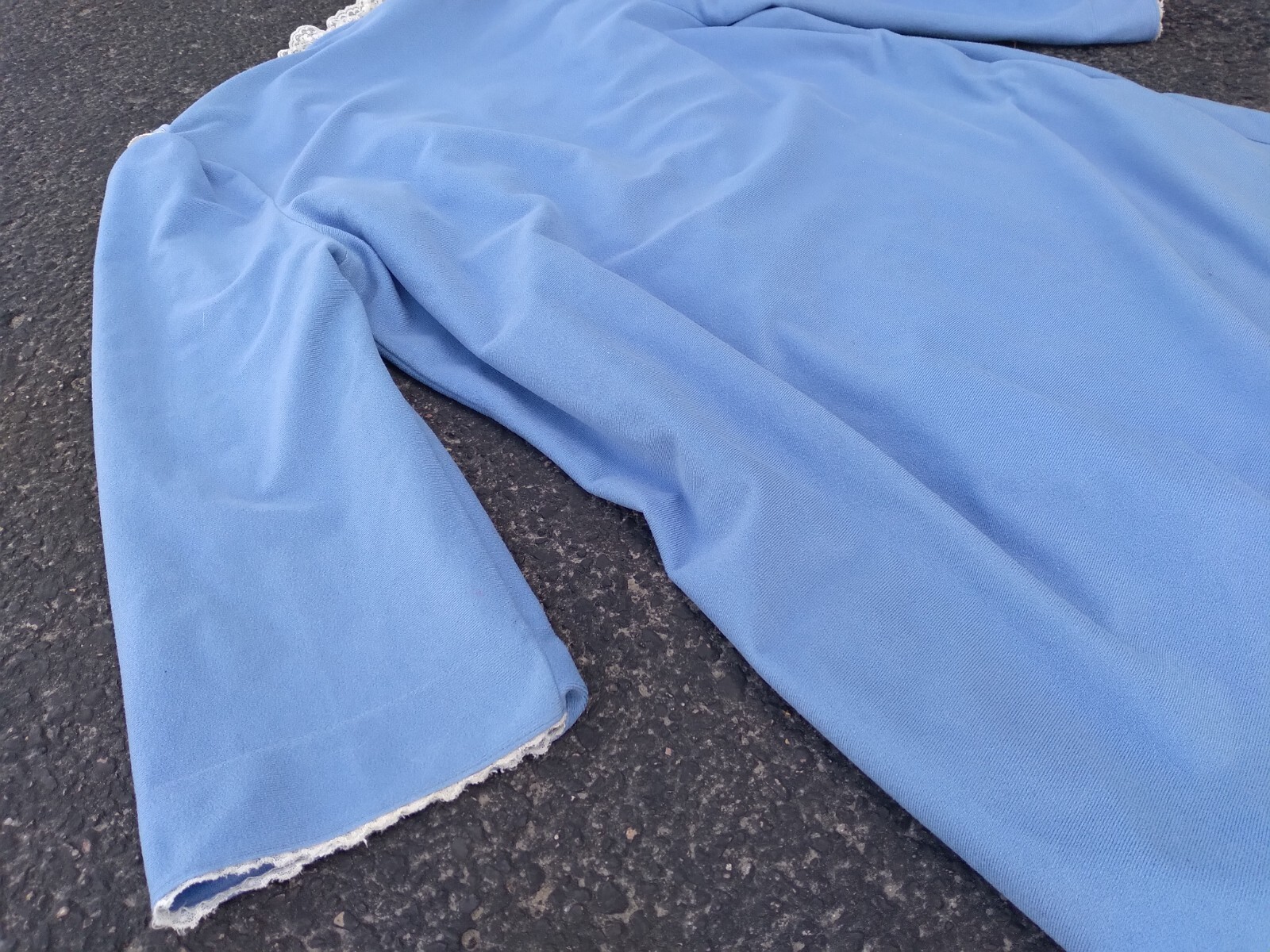 Vintage Tiffany Night Gown Loungewear Medium Blue Lace Sleep Wear Pockets