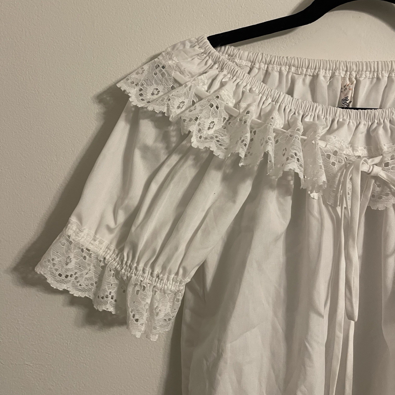 Partners Please by Malco Mode San Francisco Made In USA White Lace Peasant Top