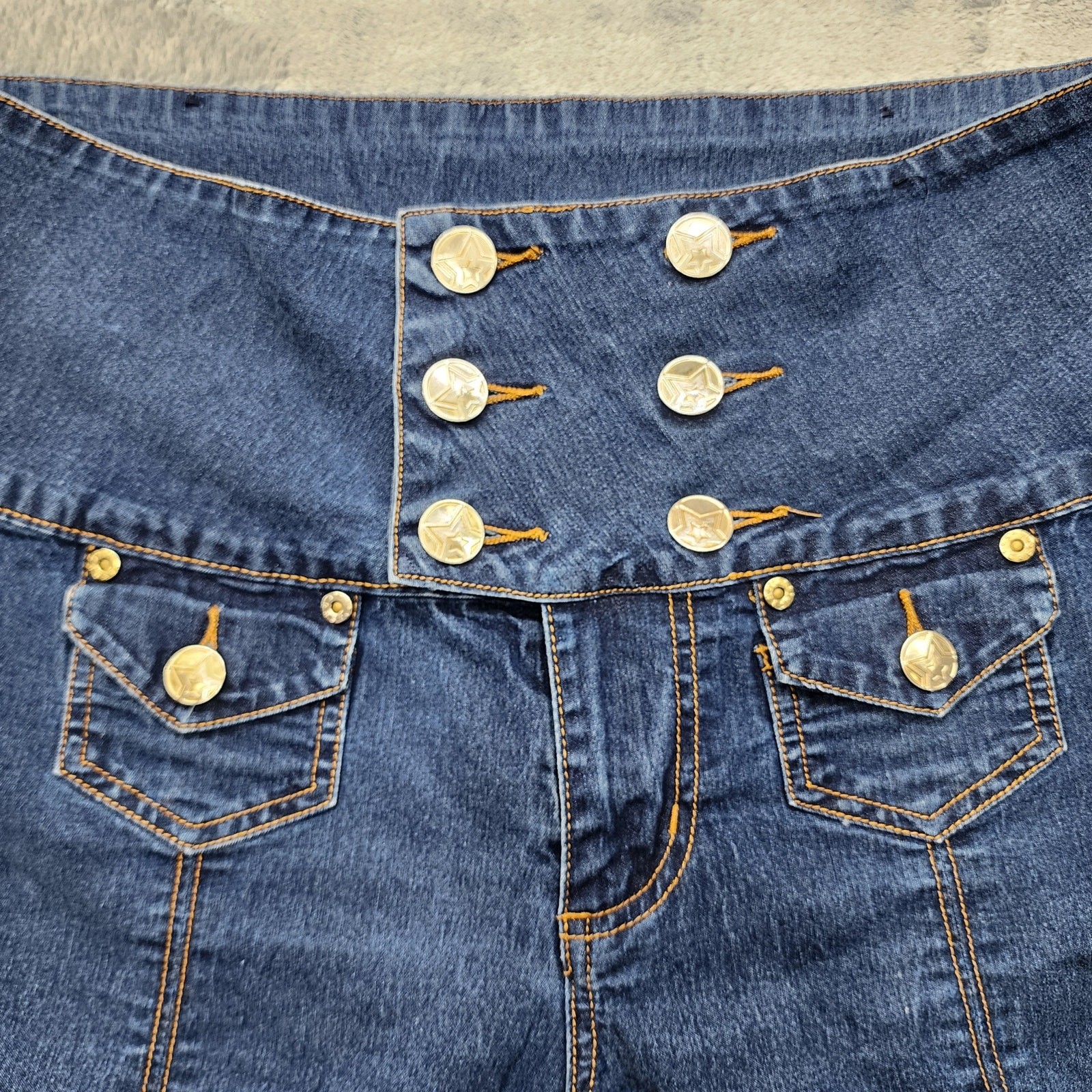 Vintage Y2K Crest Jeans Shorts Womens 13/14 Blue Ultra High Rise Sailor Nautical