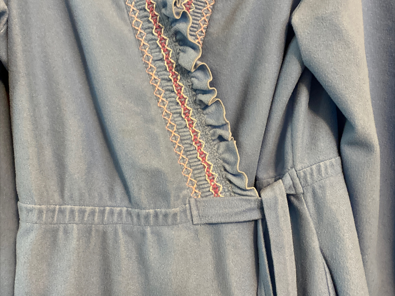 Vintage Famous Bodies Robe Small/Medium Blue Long Sleeve Tie Velour