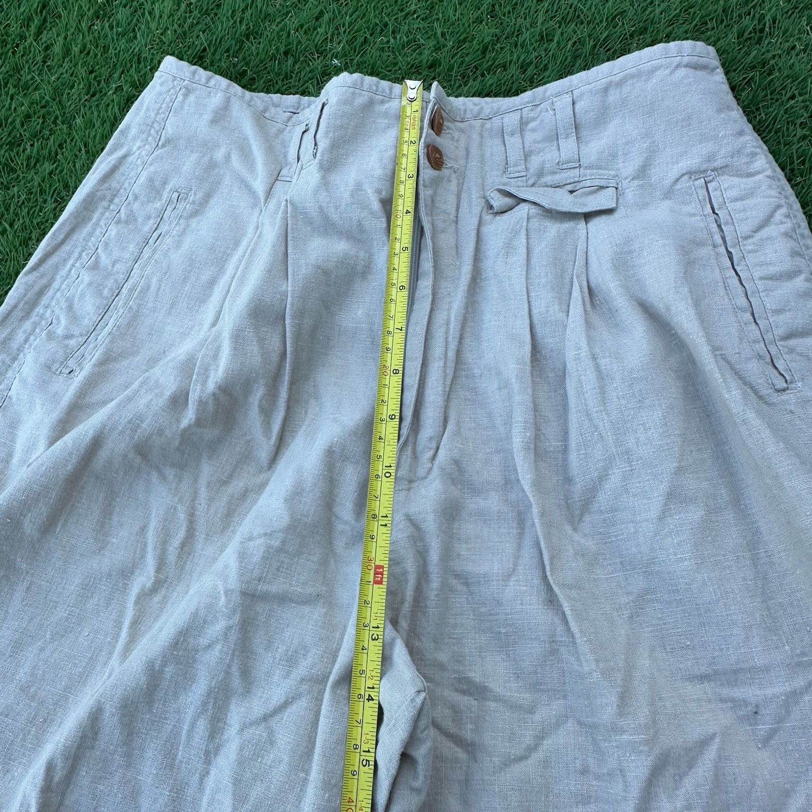 Vintage Linen Blend Pants Womens 16 Dockers Trousers 31×30 90s Preppy