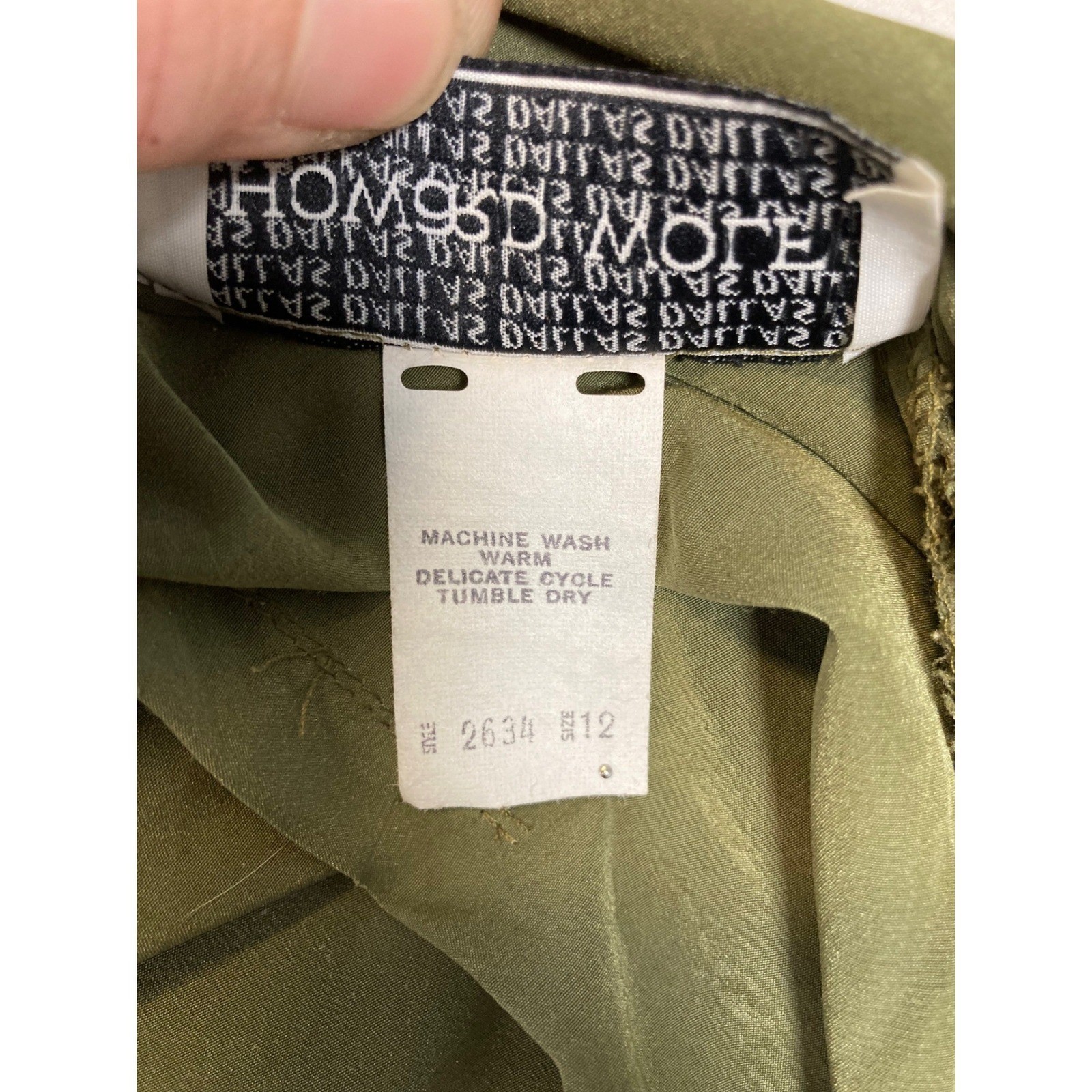 Howard Wolf Blouse Womens 12 Olive Green Vintage Wrap V-Neck Long Sleeve USA
