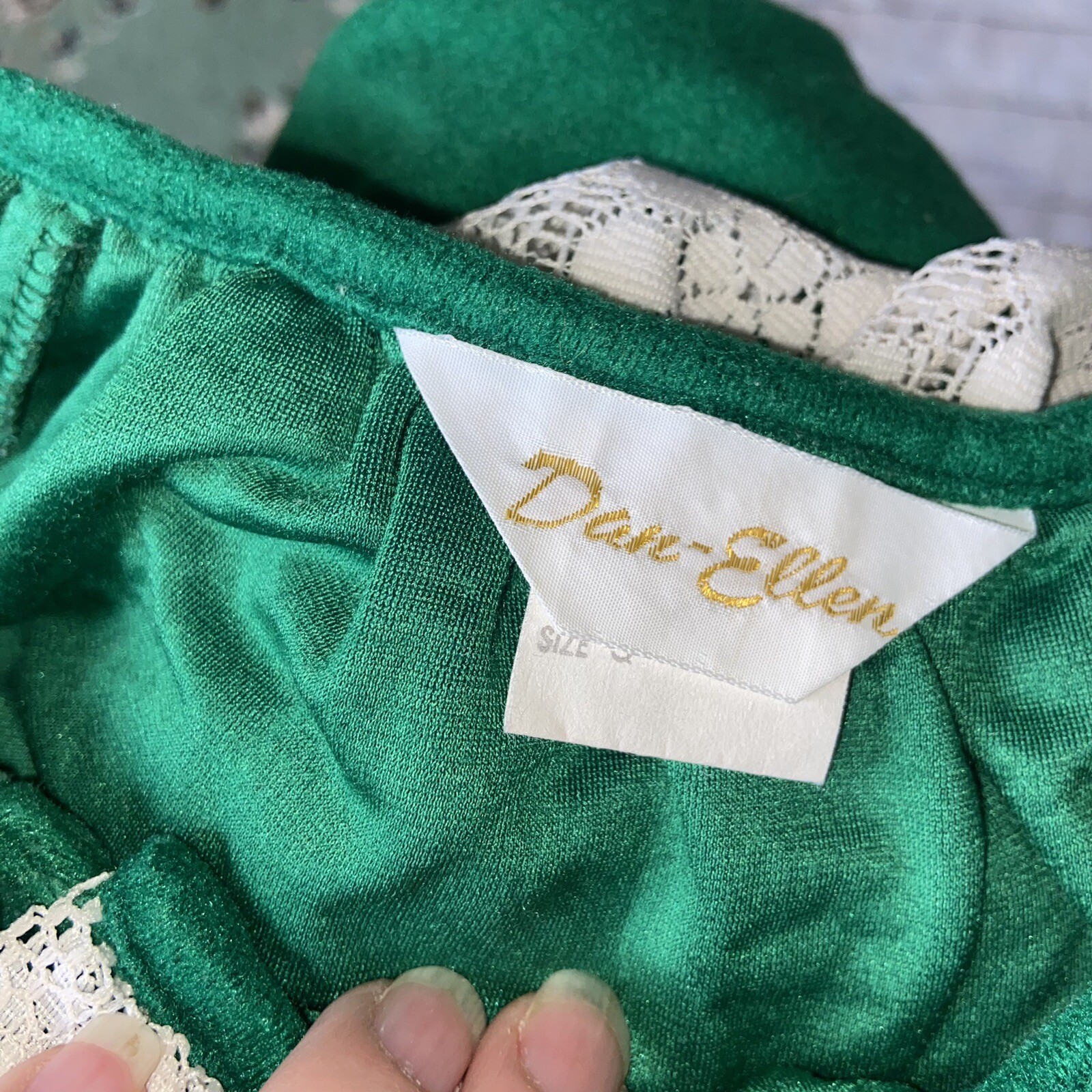 Vtg Emerald Green Dan Ellen House Coat Robe Womens Small A1