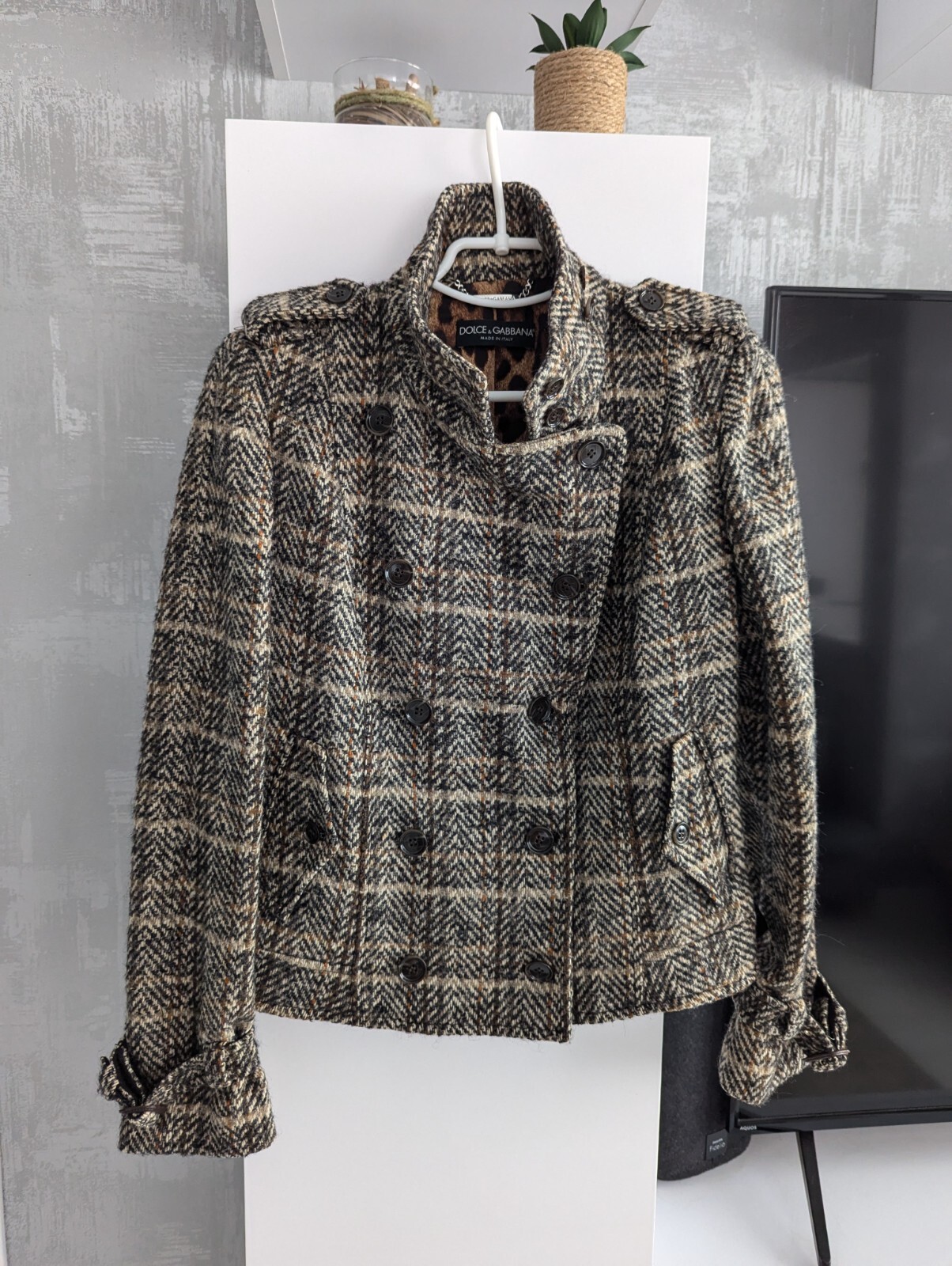 Dolce & Gabbana Wool Mohair Alpaca Short Coat Collar Double-Breasted Jacket 40 S