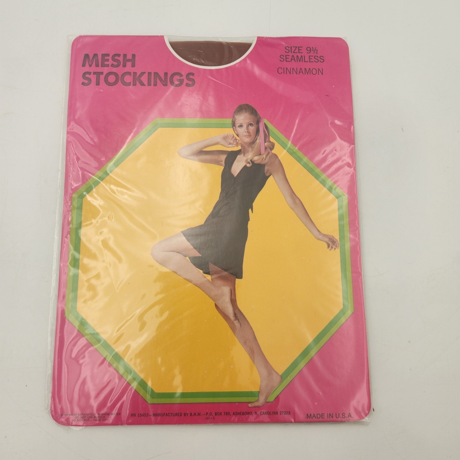 Vintage Merrie Maid Patricia Mesh Stockings Cinnamon Brown 15 Denier Size 9.5