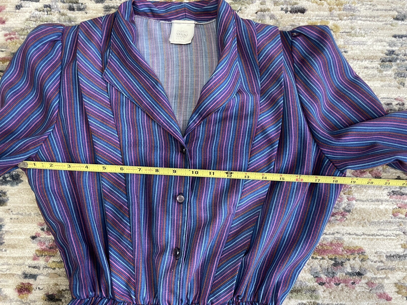 Vintage Secretary Dress Purple Multicolor Strips Size 11/12