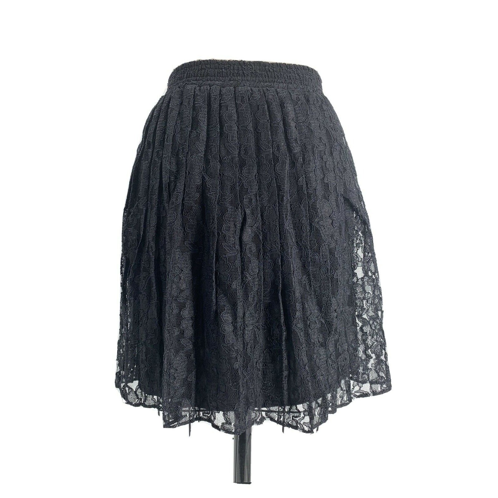 Vintage Y2k 90’s Black Lace Pleated Grunge Goth Punk Steampunk Short Skirt Sz S