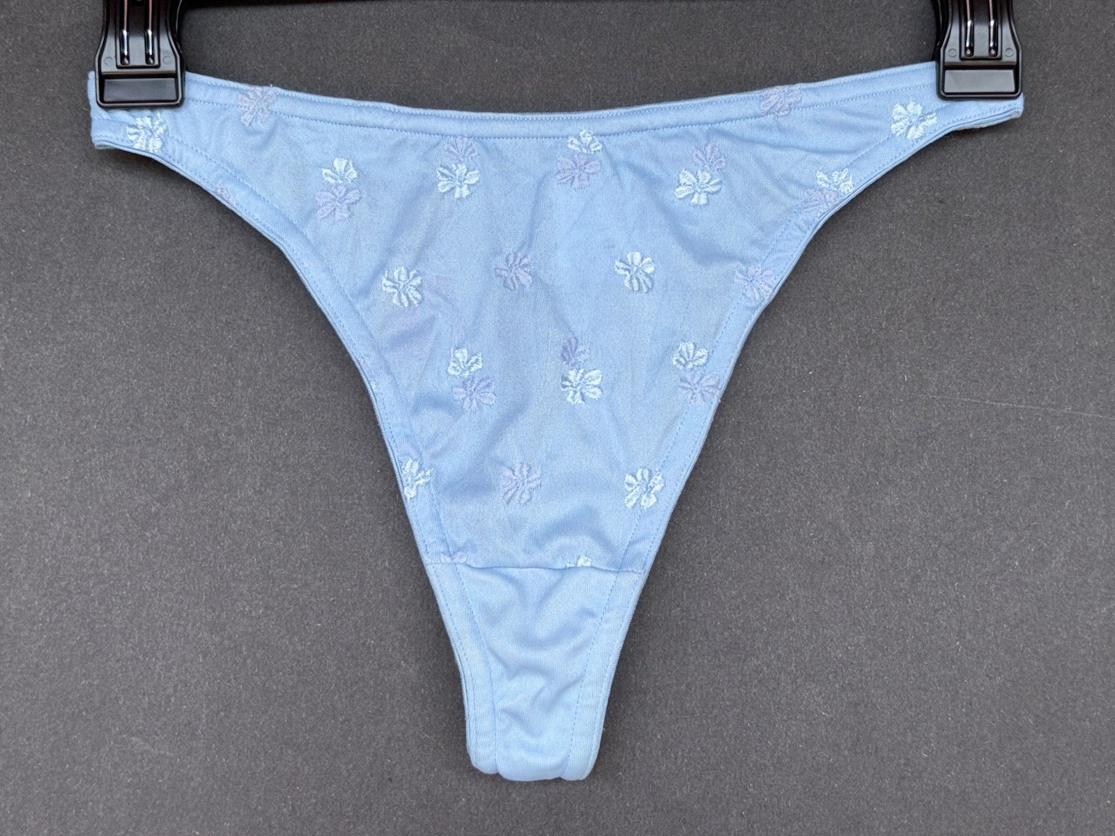 Warner’s Y2K Vintage Embroidery Panty 6 High Waist Thong Bikini Blue Underwear