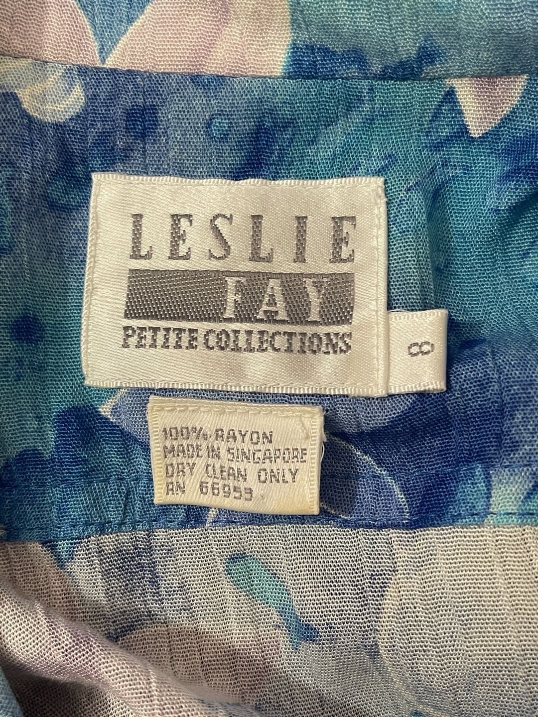 VTG Leslie Fay Petite Collections Vintage 80s Blue Midi Dress with Belt
