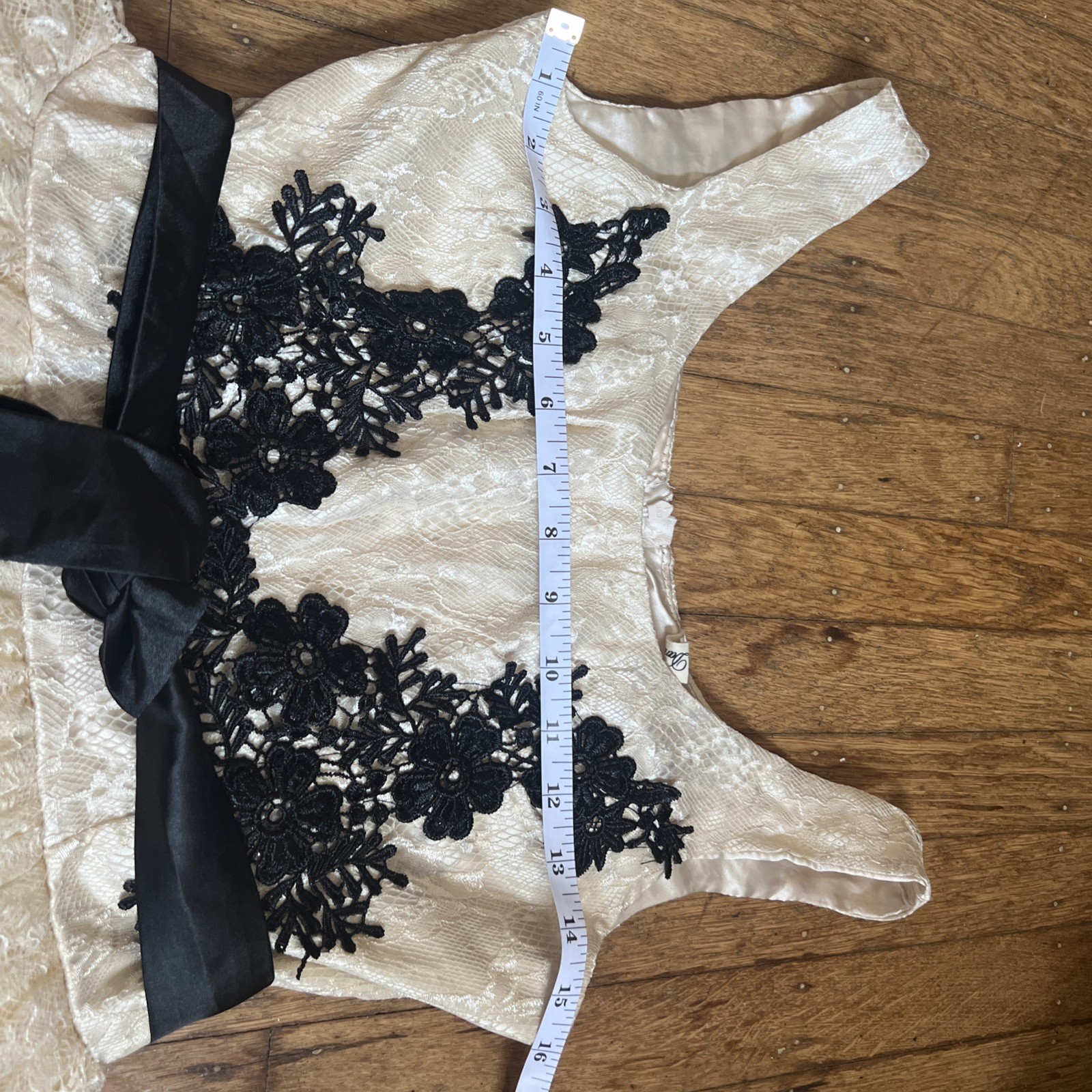 1950’s Style Bridal Fancy Dance Dress Ivory and Black Lace Dance+dance