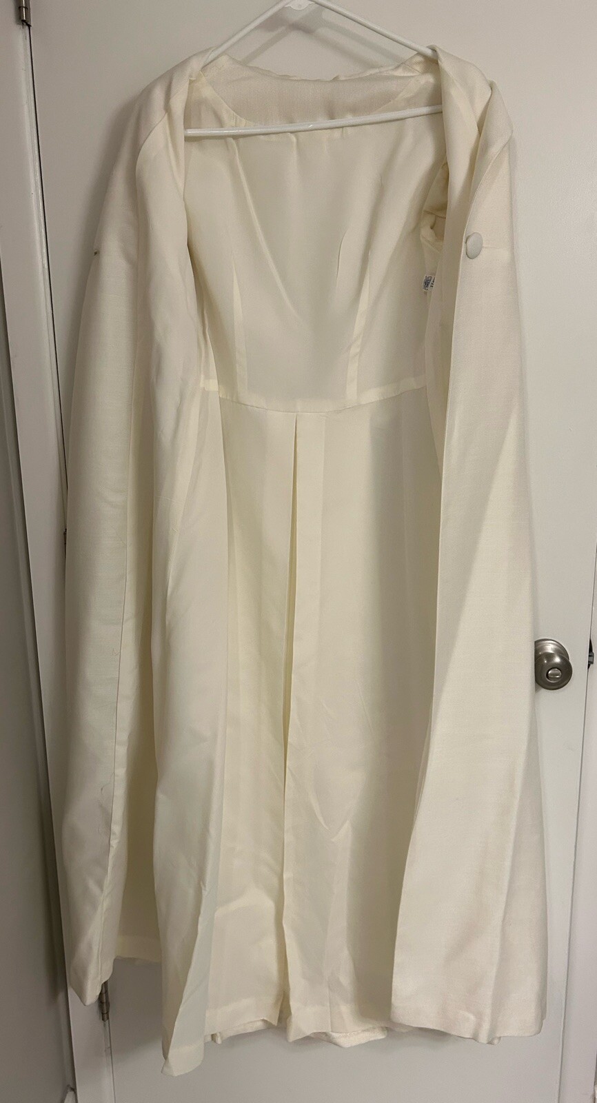 VINTAGE 60’s Union Made Three Button Empire Waist Ivory MAXI COAT Sz 11 Jackie O