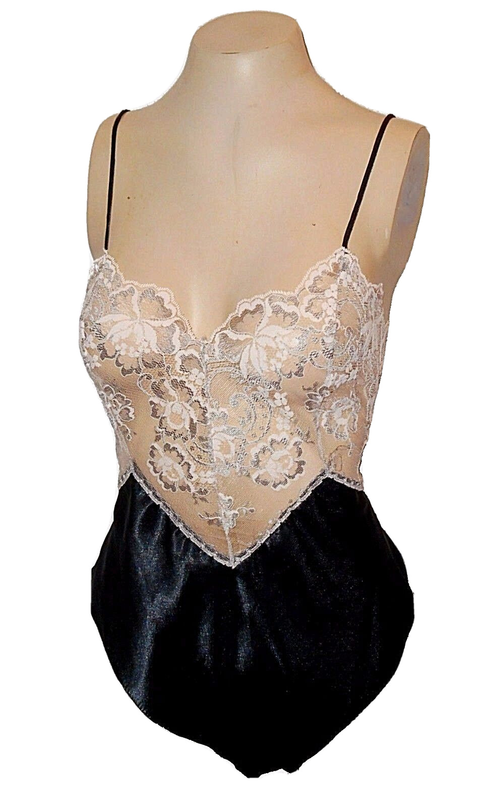 Vintage 1960s, Teddie, Jenelle, Lace Black-White-Silver sexy, 1-size