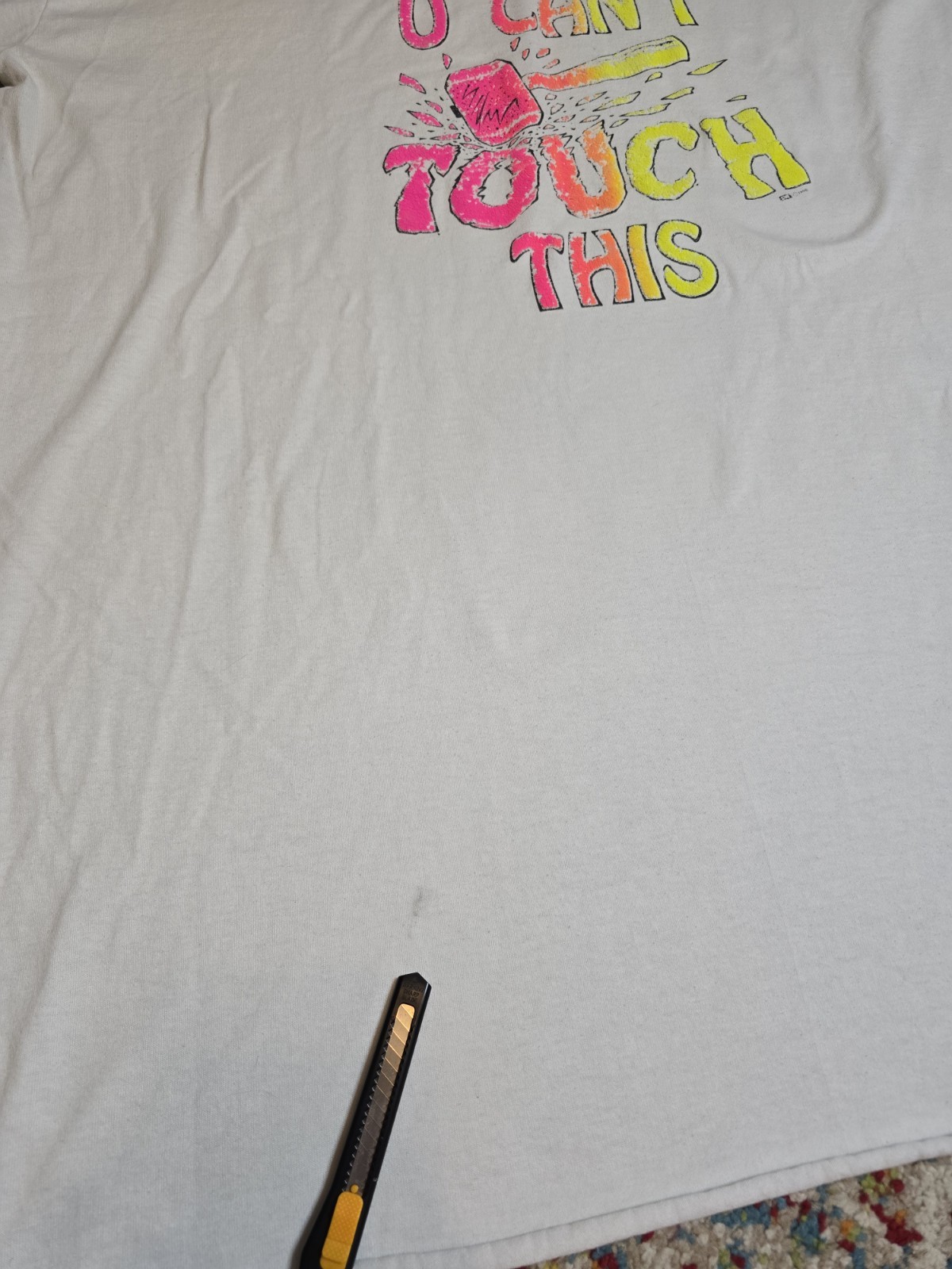 Vintage 90s MC Hammer U Can’t Touch This Graphic Sleep Shirt White Neon Ink OSFA