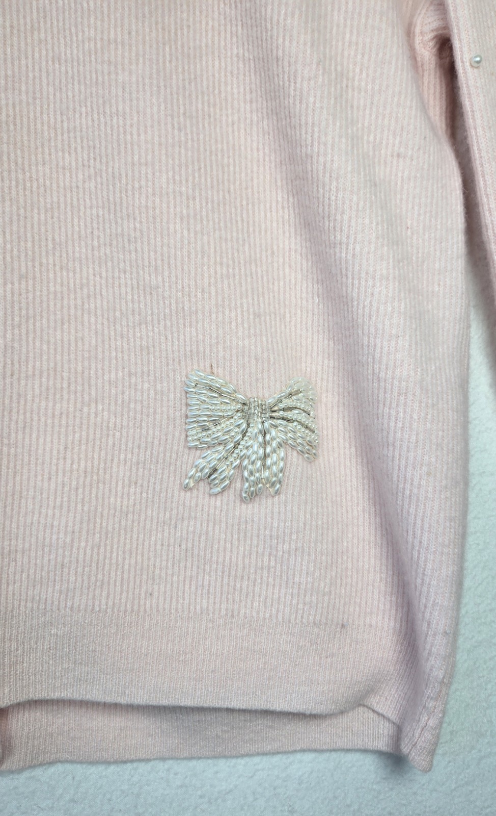 Vtg 90s Grandmacore Cardigan Marisa Christina Bead Embroidered Bows Sz L Wool