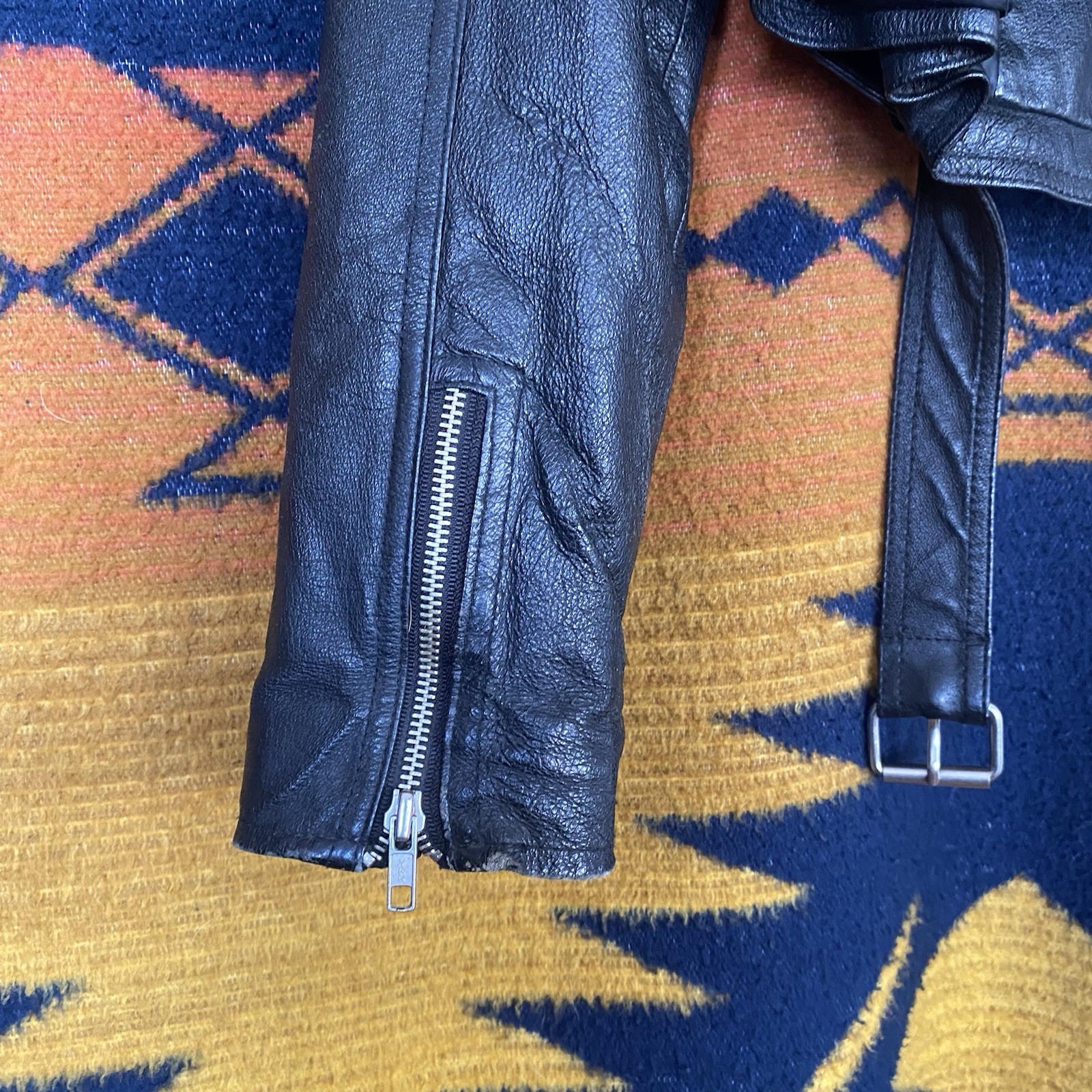 Vintage Taxi 80’s Leather Cropped Jacket. Biker Core. Motorcycle. Unisex. Large.