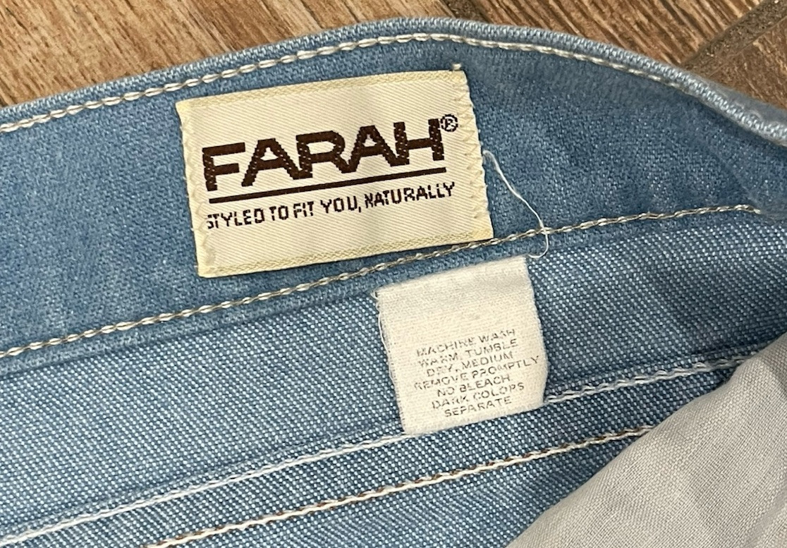Vintage 70s Farah High Waist Flare Jeans Fit Womens Size 28 Waist Blue USA Made