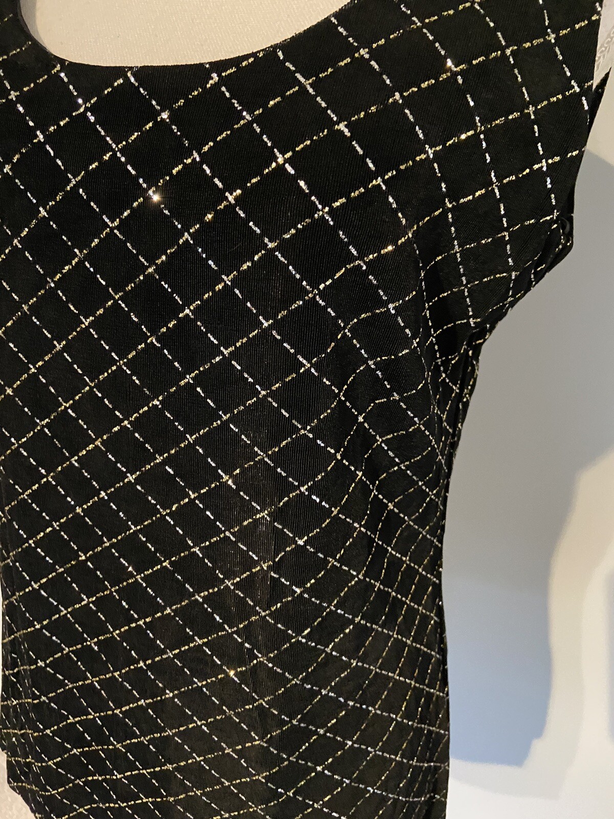 Francais M Vintage Black Twinset Shirt With Gold Accent