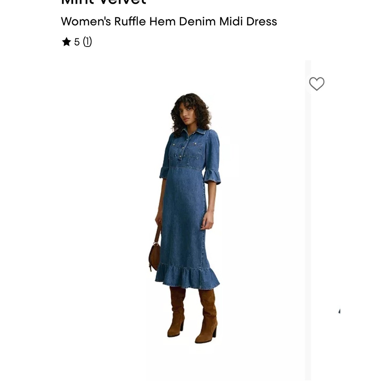 Mint Velevet denim ruffled bell sleeved shirt dress western romance Small
