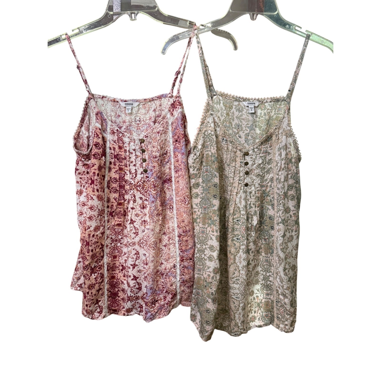 Cottage Core Boho Cami’s Rayon Flowy Floral Feminine Sonoma Sz Small Lot of 2