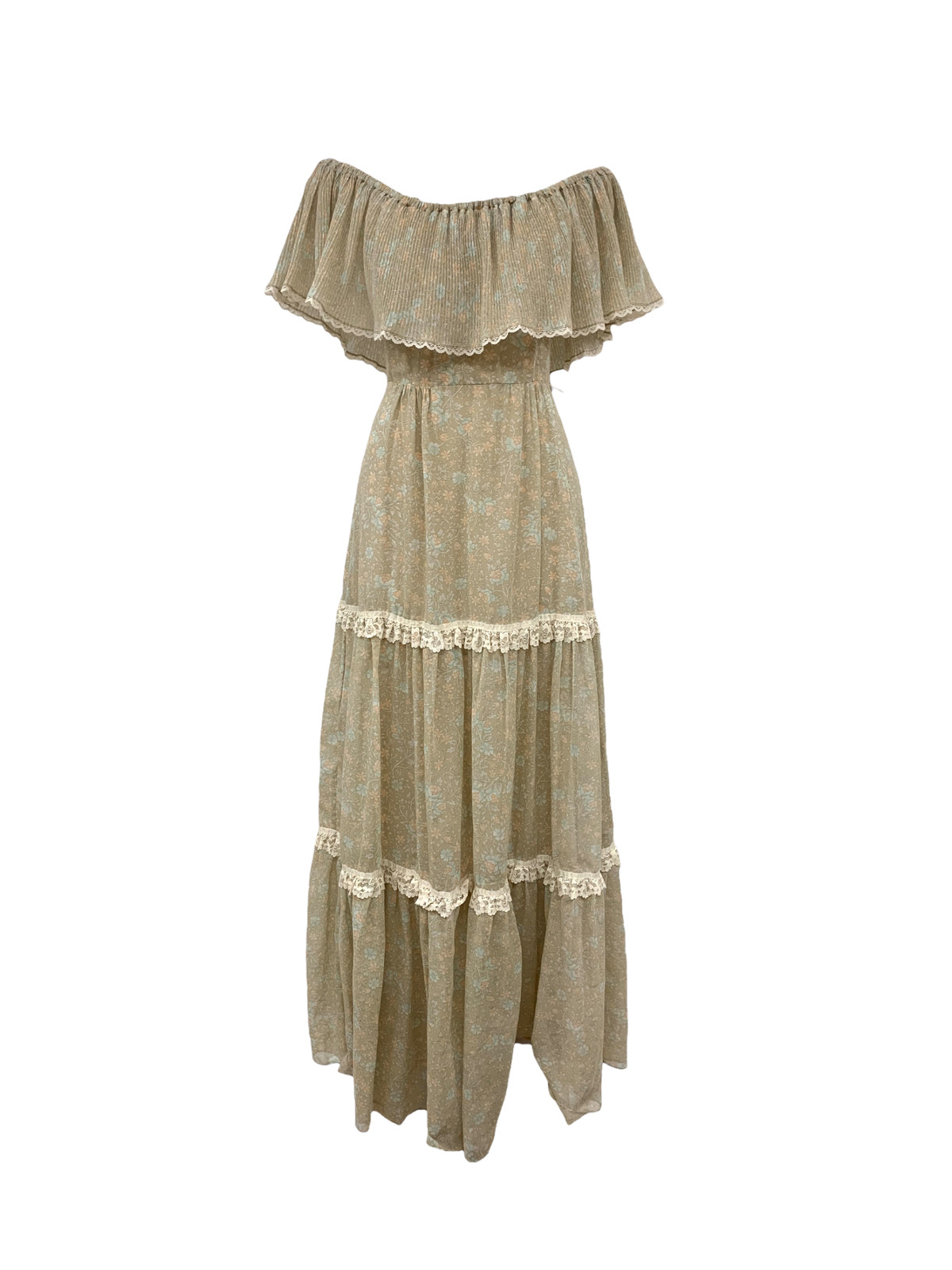 Vtg Vintage 1970s 70s Designer Candi Jones Floral Cottagecore Cottage Maxi Dress