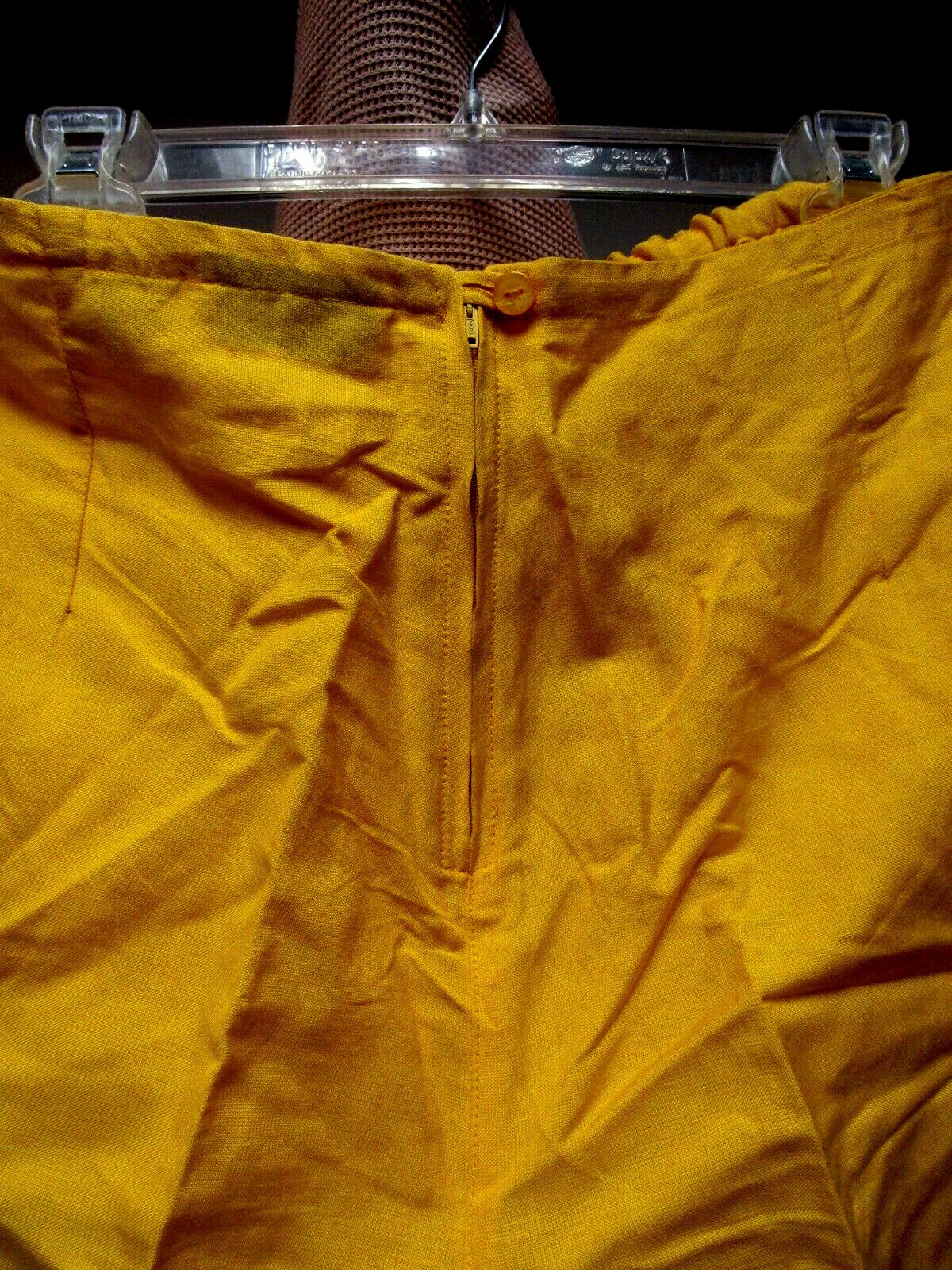 VTG MARLA KIM Dress Pants Flat Front Drawstring Back Zipper Golden Yellow L EUC