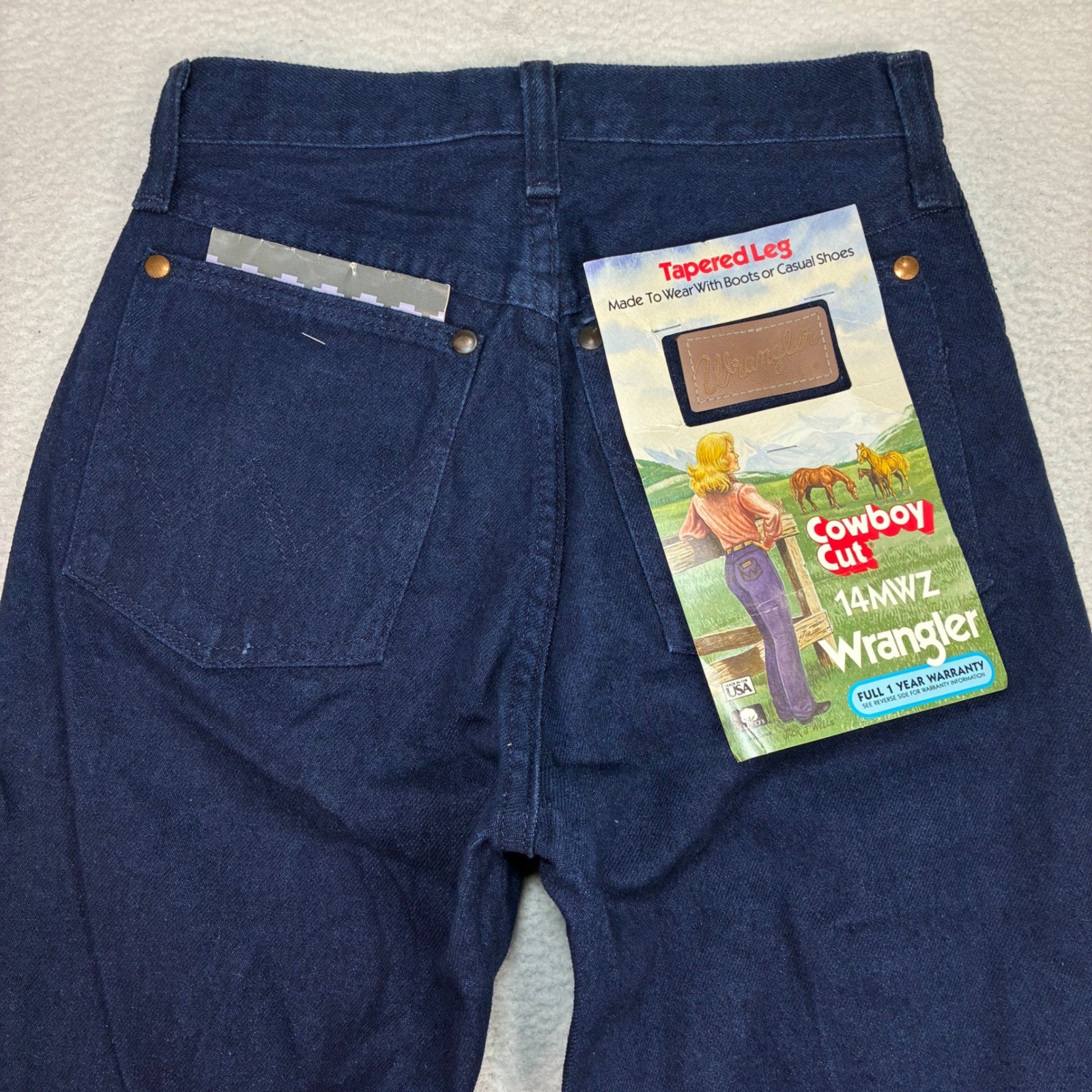 Vintage Wrangler Cowboy Cut 14MWZ Tapered Jean Women 3×32 Blue High Rise USA NWT