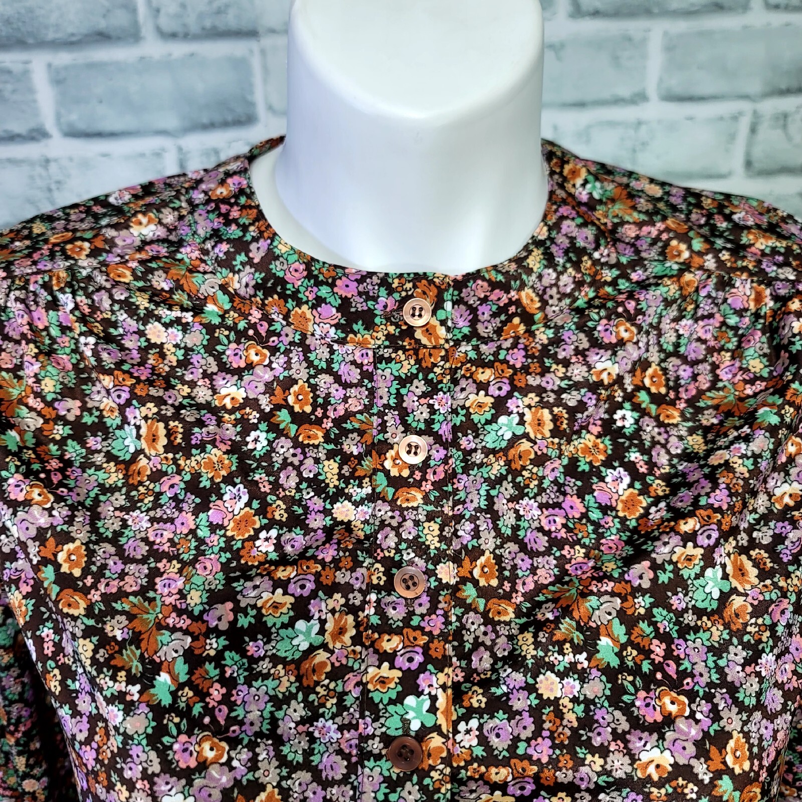 Vintage 70s Replique Collection by Lady Manhattan Womens XL Floral Blouse L/S