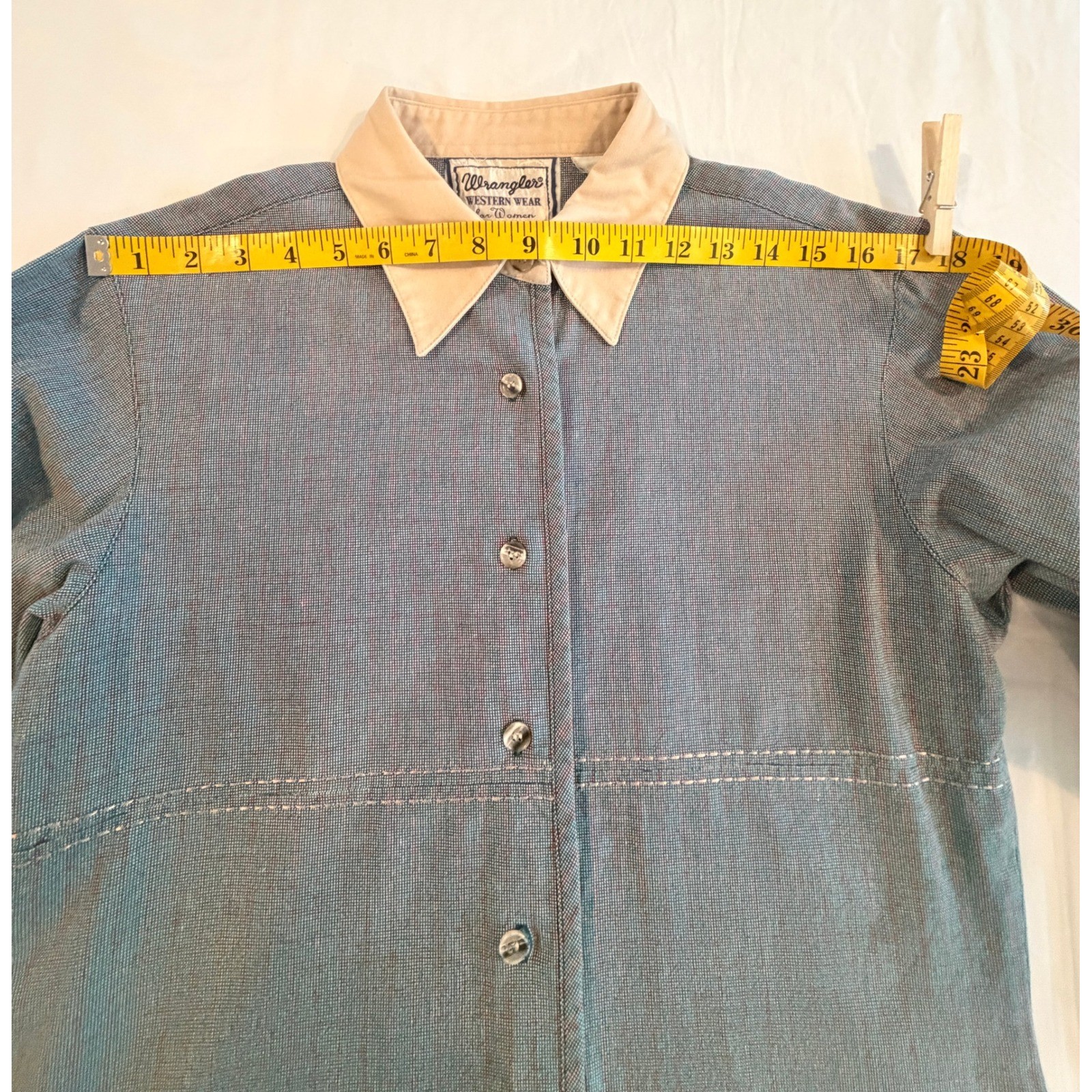 Vintage Wrangler Women’s Plaid Teal Red S Western Cowgirl Retro Button Up Shirt