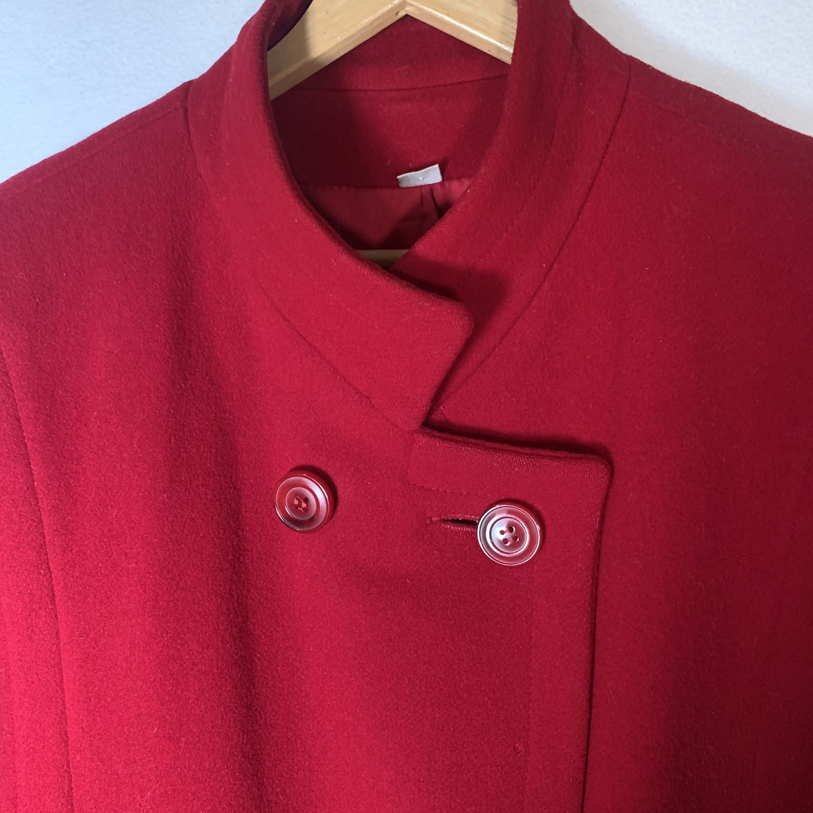 Vintage Worumbo Fabric by Forstmann 100% Wool Red Pea Coat Women’s Size 12 Flaws