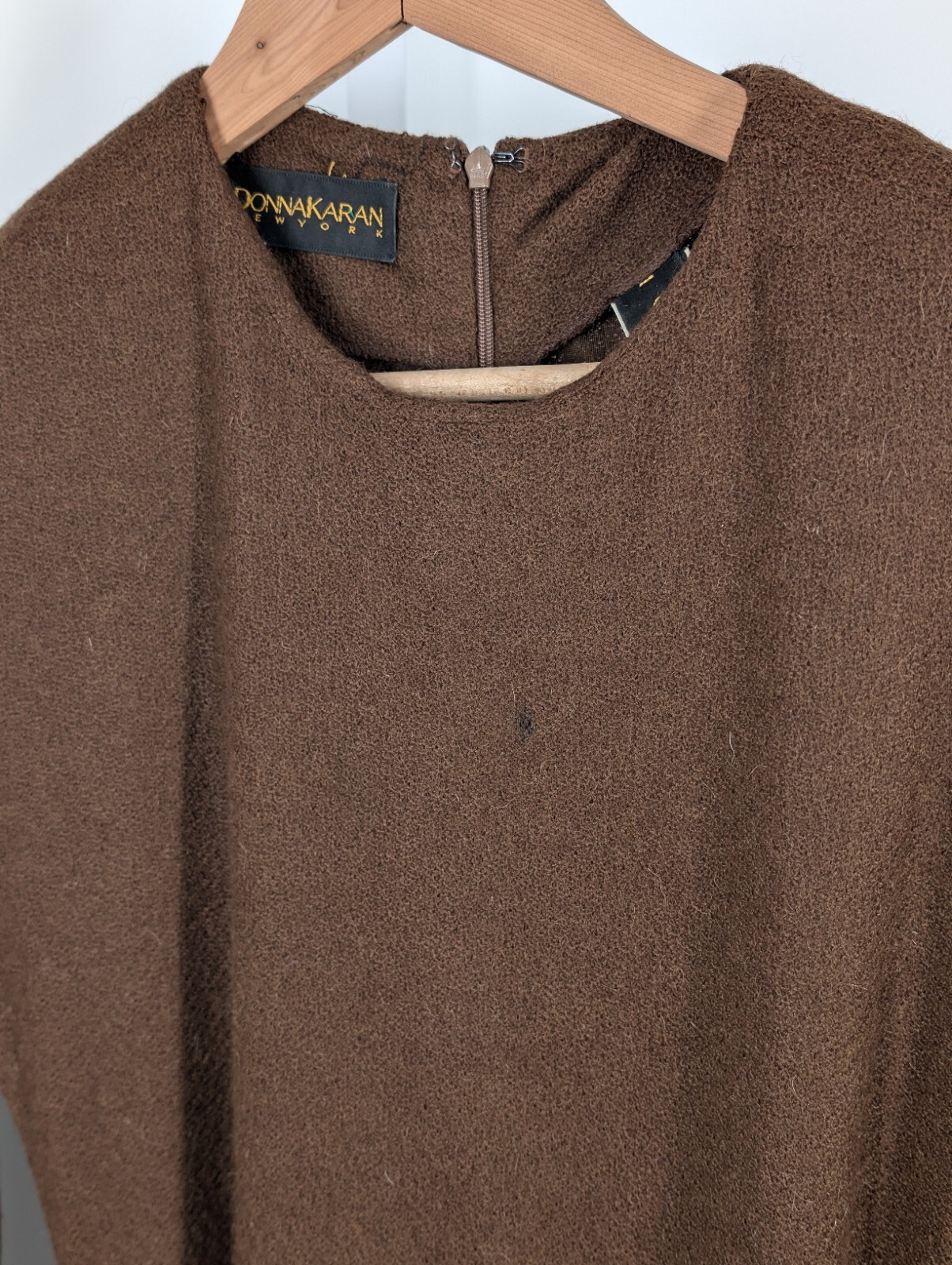 Donna Karan Vtg 80s 90s Alpaca Wrap Apron Knot Tie Dress Collection Runway