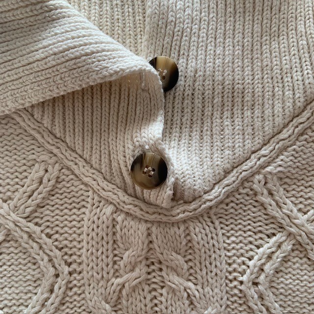 Vintage 90s Fisherman Sweater L Chunky Cable Knit Ramie Cotton Quiet Luxury