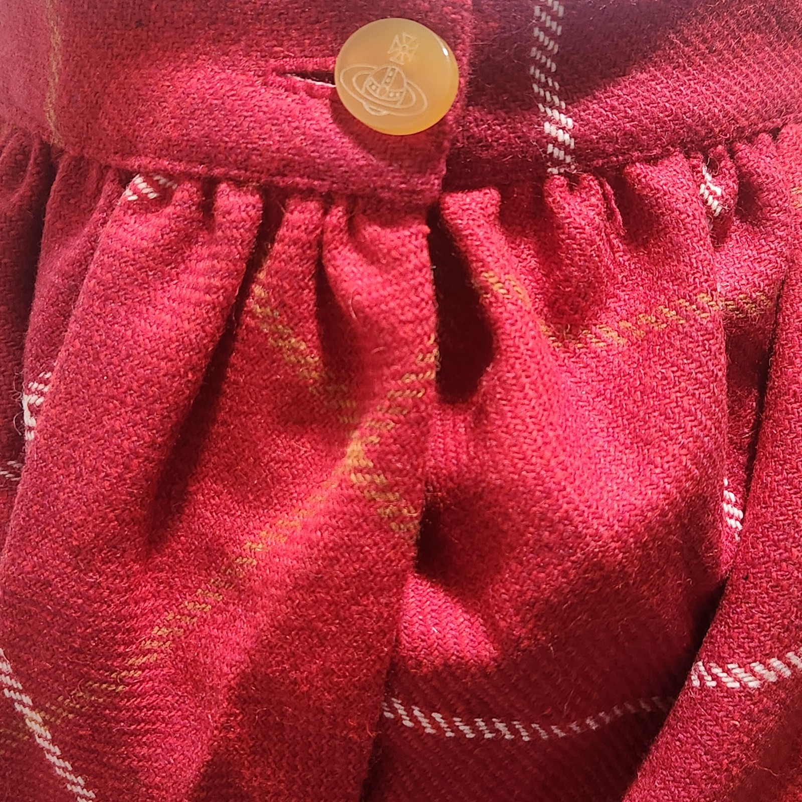 FW 1994 Vivienne Westwood On Liberty Wool Petales Skirt Plaid Red Mini Crini 90s