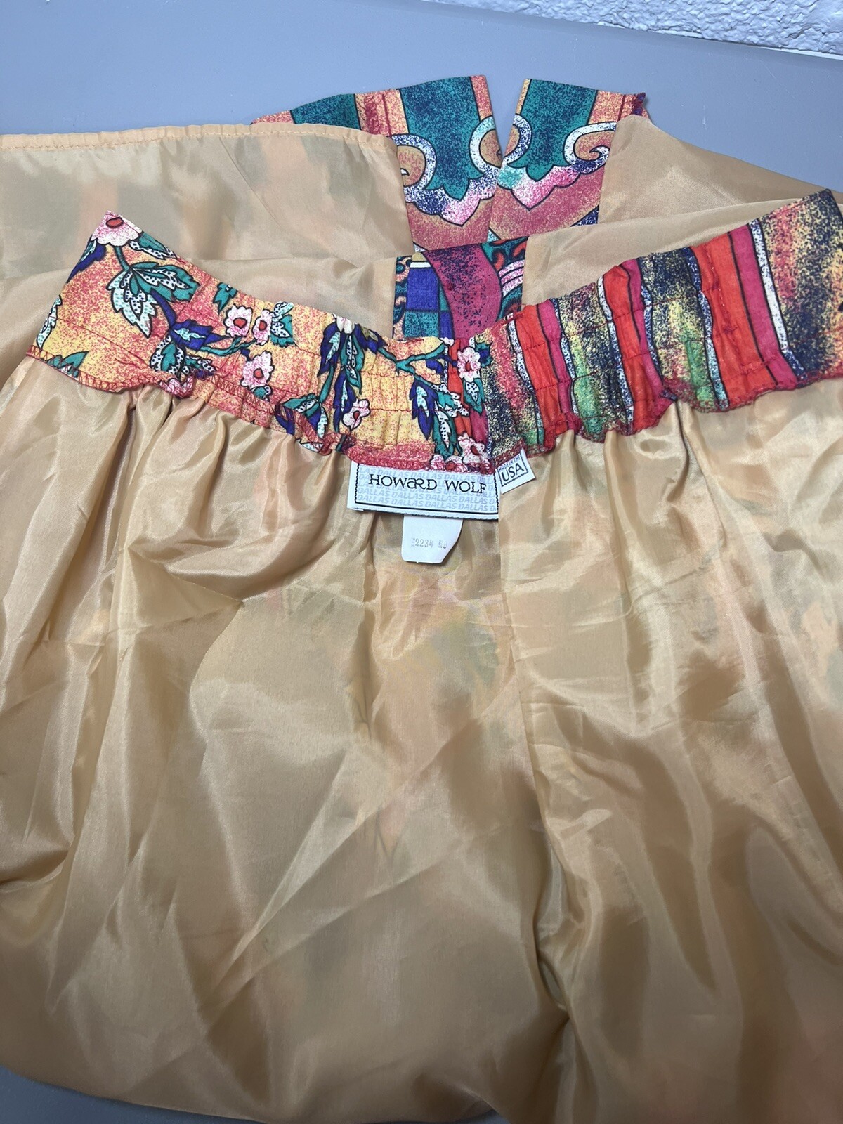 Vintage 80’s Howard Wolf Colorful Ethnic Skirt Matching Blouse Set Women’s 10