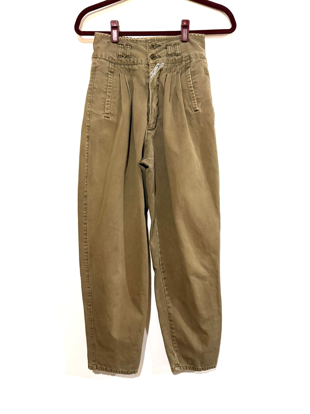 Vintage Y2K Jordache High Waist Jeans Khaki Barrel Leg Size 7/8 Pleats Mom Jeans