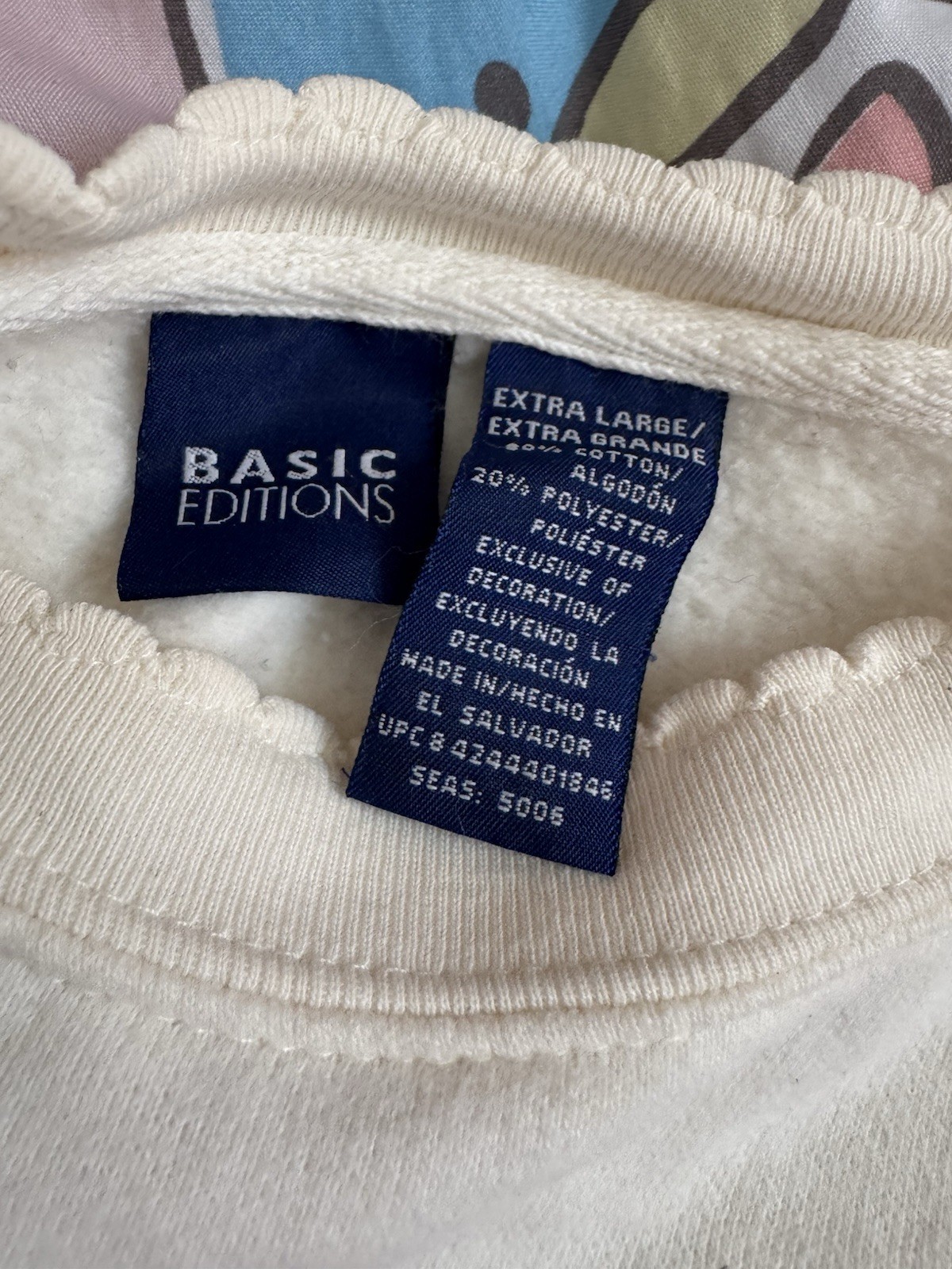 Vintage Basic Editions Embroidered Fall Sweatshirt XL Apples Leaves 90s