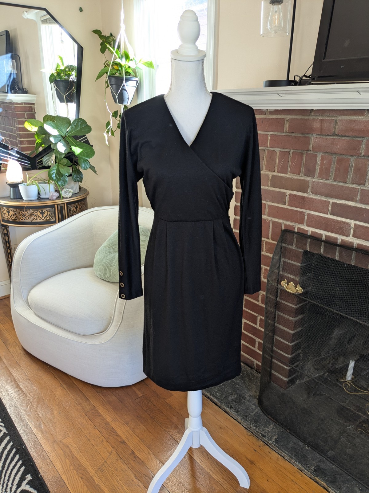 1970s Wool Wrap Style Dress With Button Details